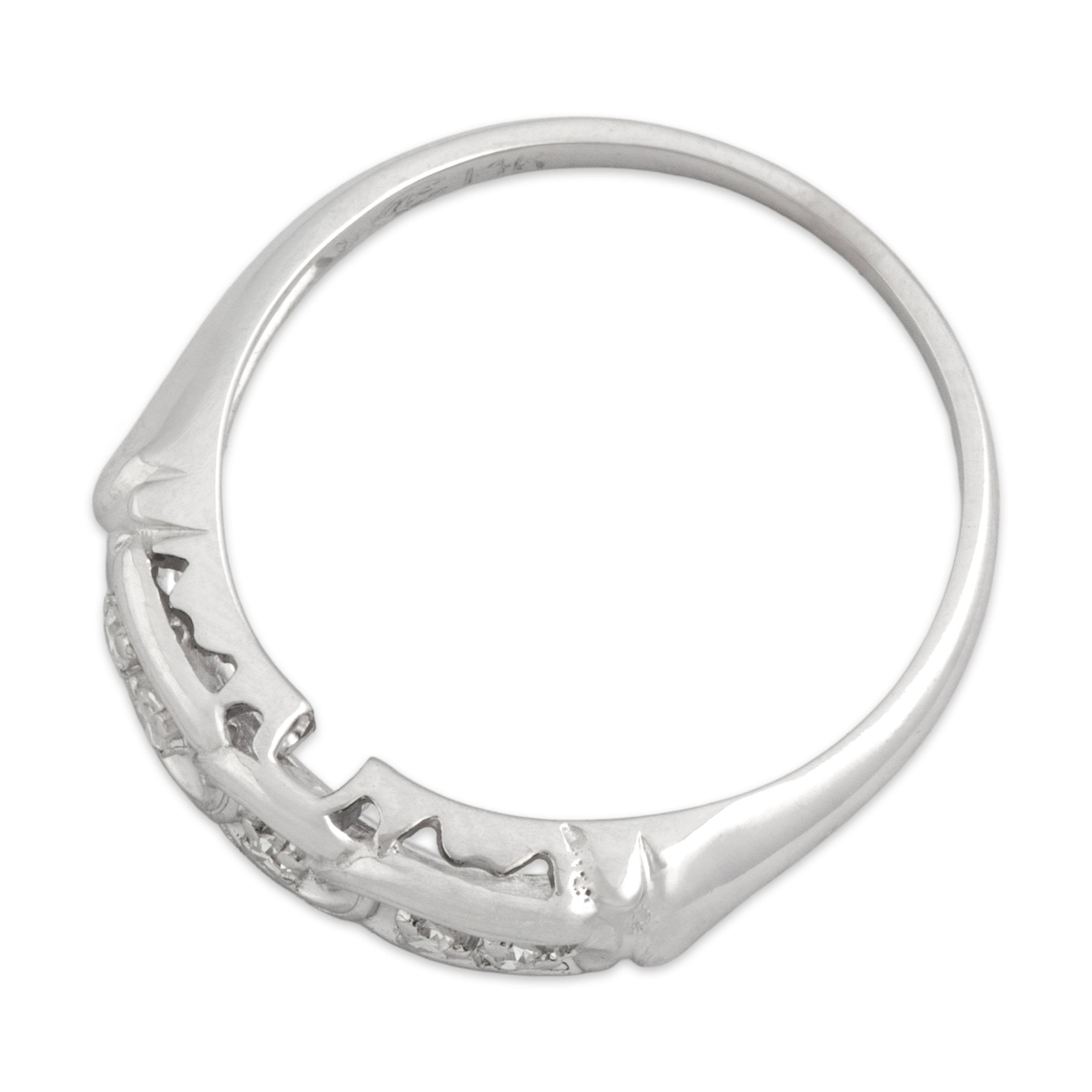 Vintage 14k White Gold Diamond Continuous Love Knot Band Ring - Overall view
