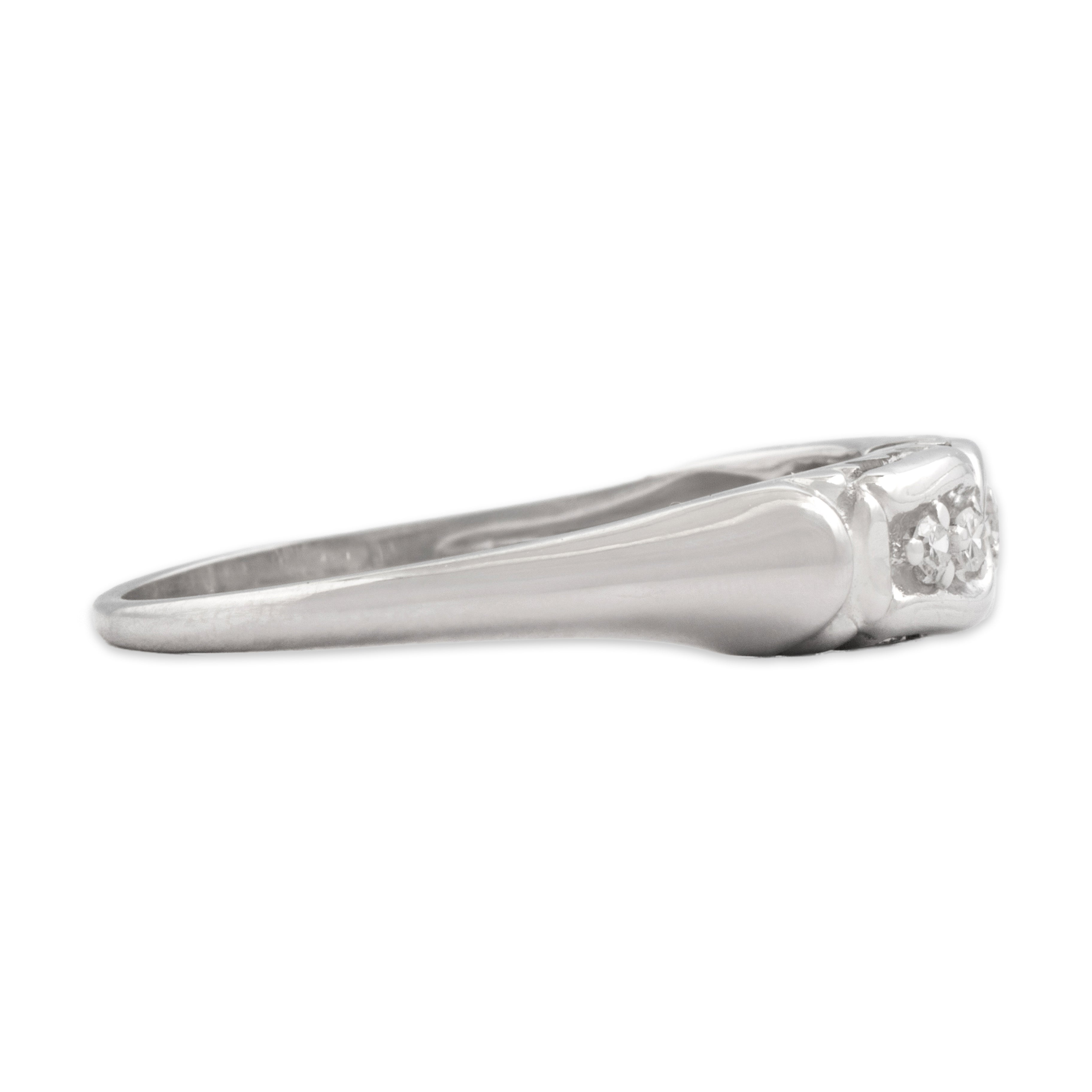 Vintage 14k White Gold Diamond Continuous Love Knot Band Ring - Side view