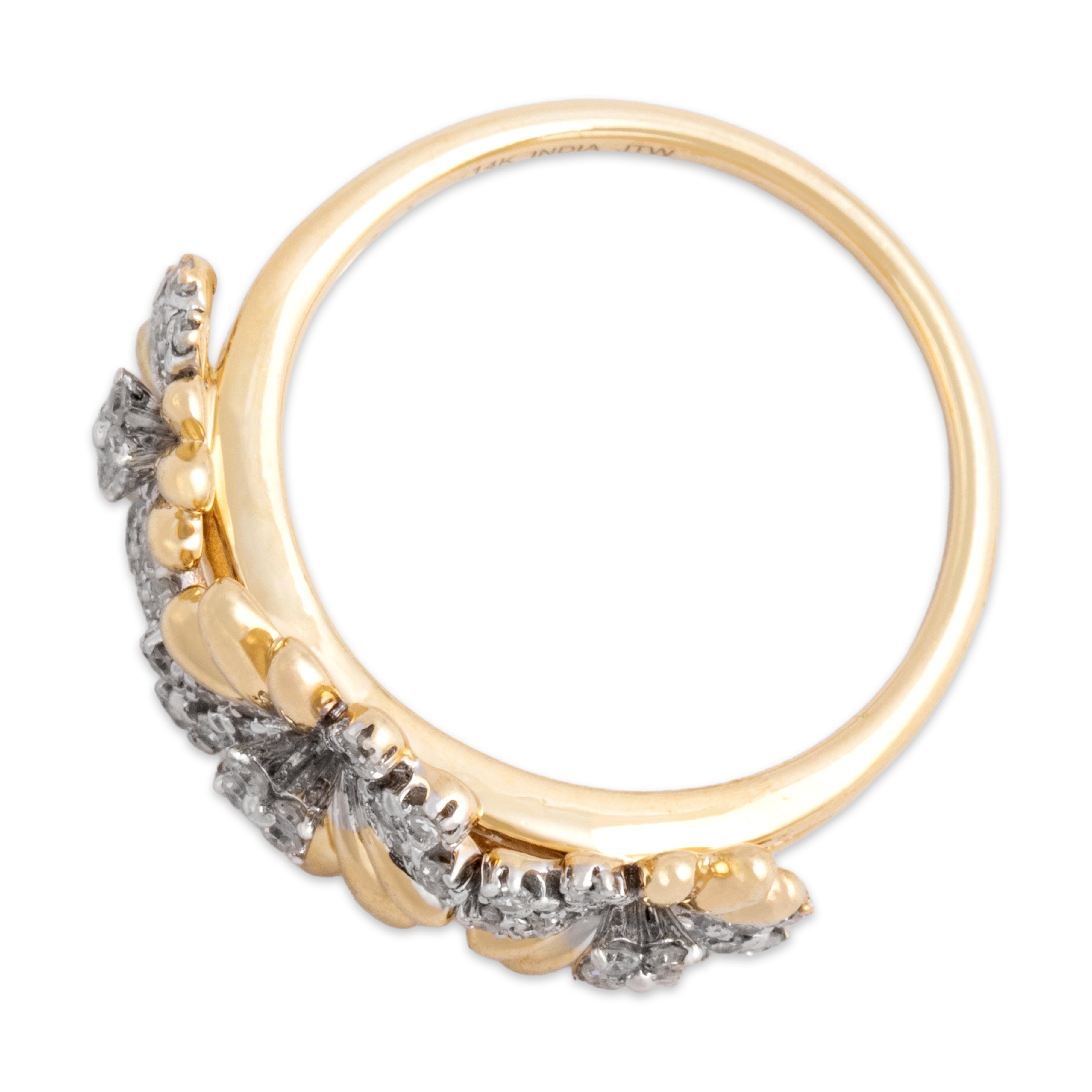 Estate 14k Yellow Gold Diamond Cheerful Daisy Trio Ring - Overall view