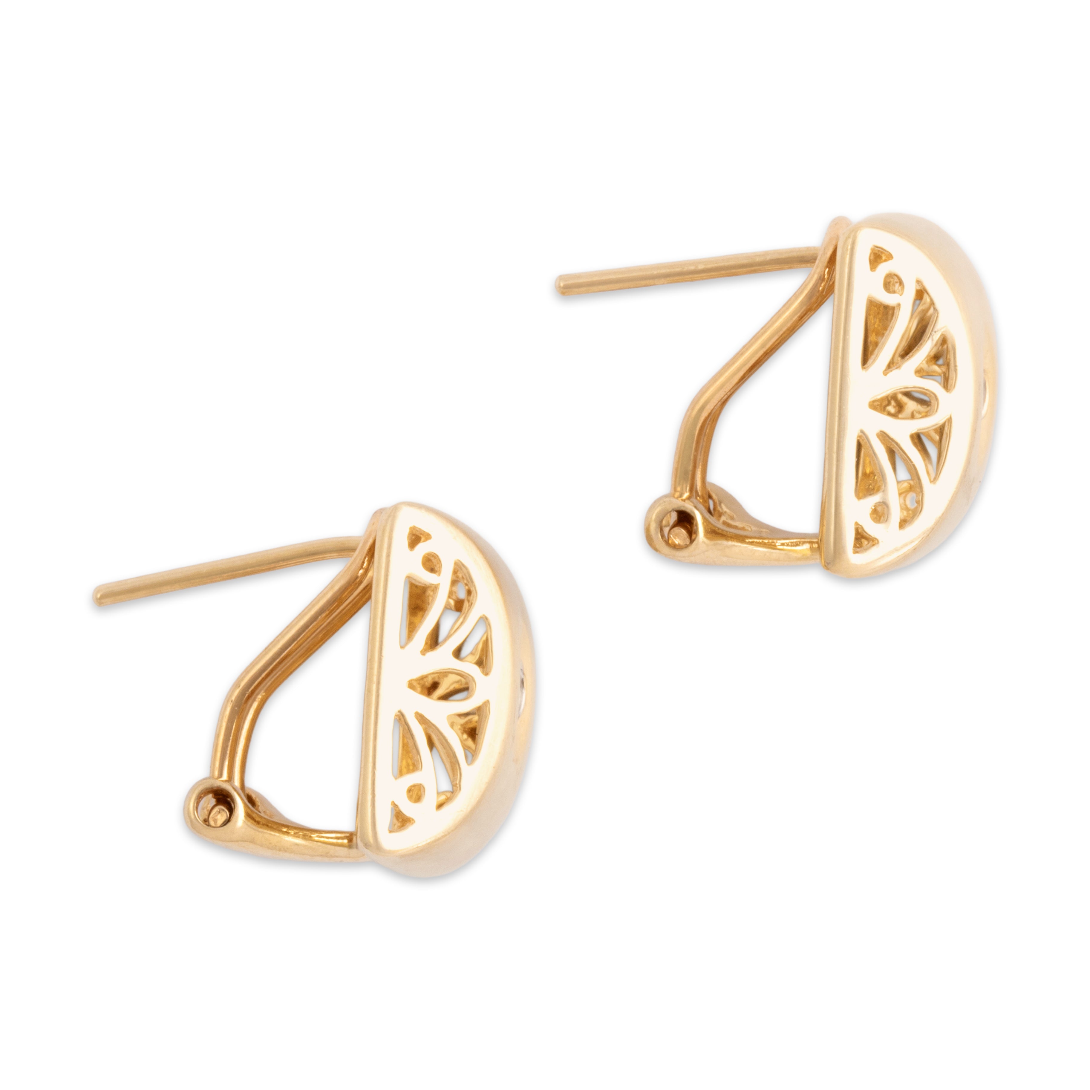 Vintage 14k Yellow Gold Diamond Sophisticated Satin Sparkle Earrings - Side view