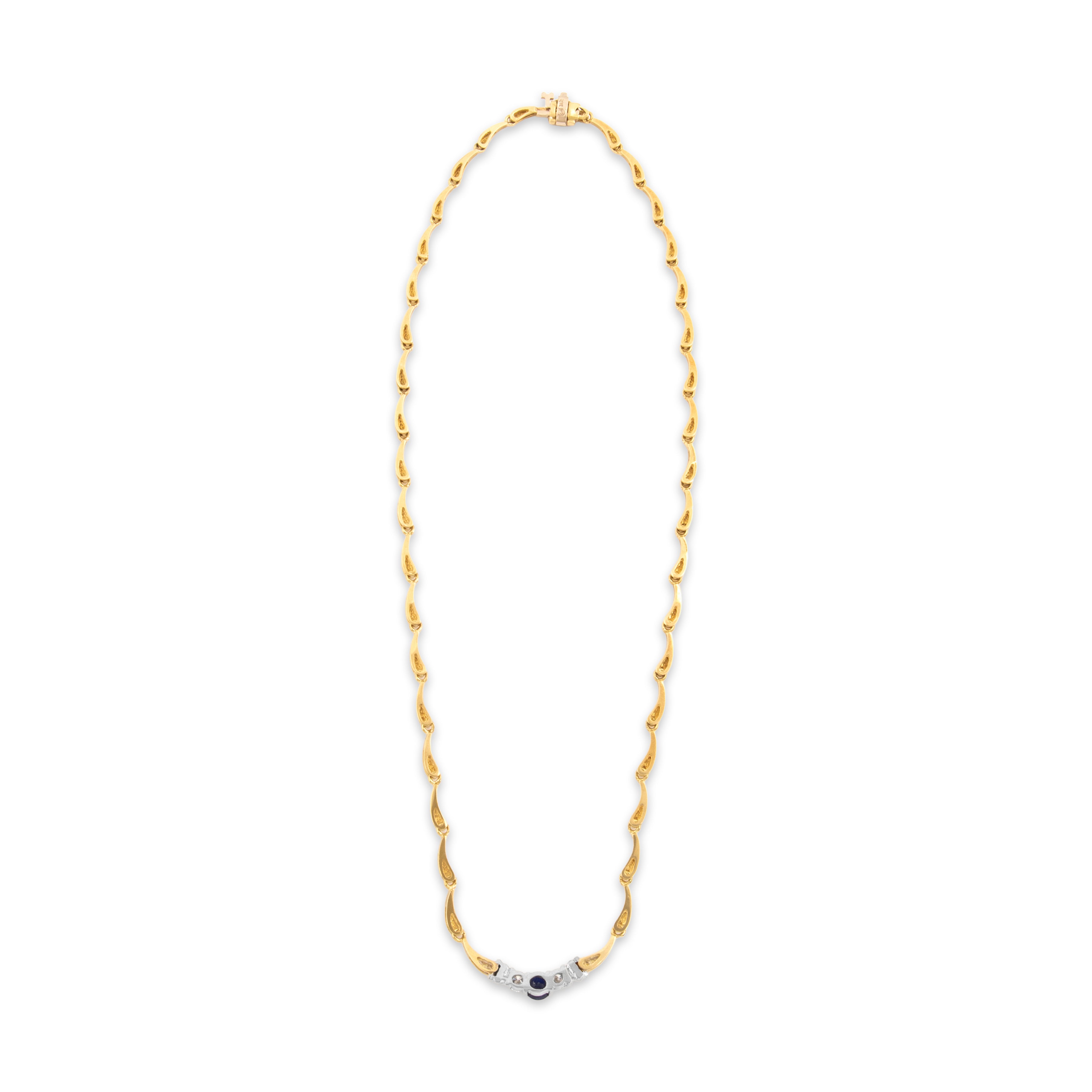 Vintage 18k Yellow & White Gold .61ct Blue Sapphire Diamond Raindrop Necklace 16