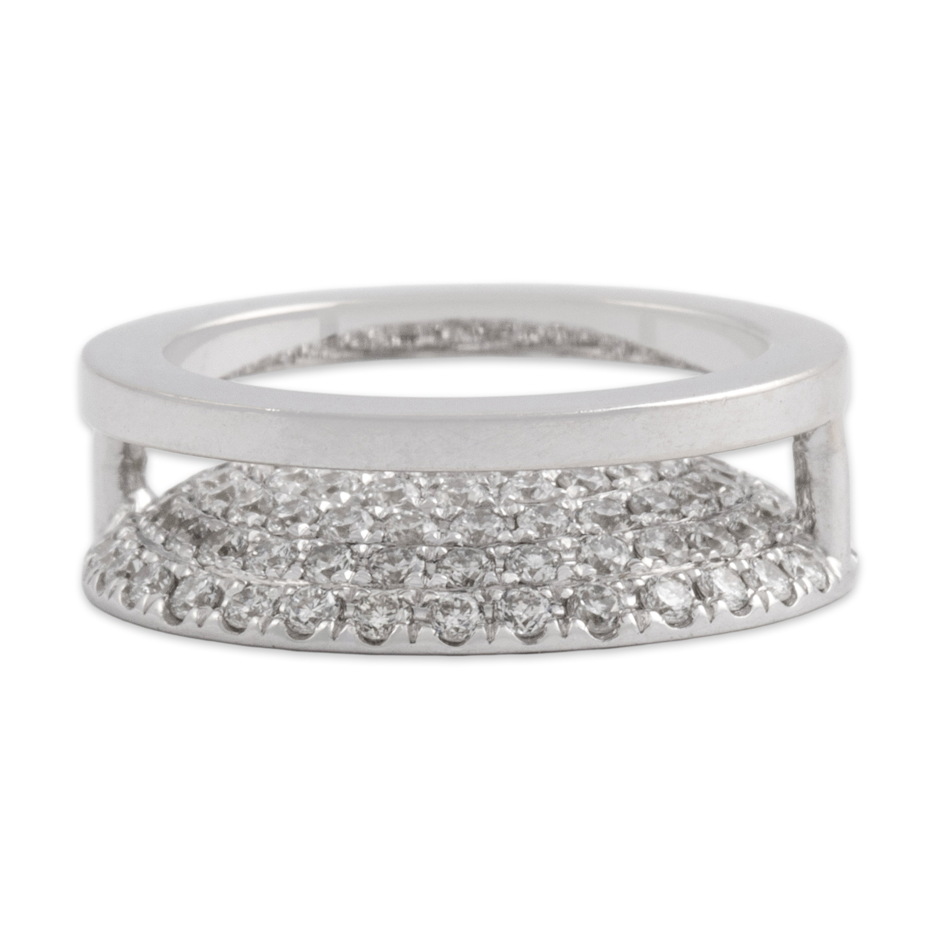 Vintage 18k White Gold 1.01cttw Diamond Sparkling Pavé Domed Disc Slide Pendant - Side view