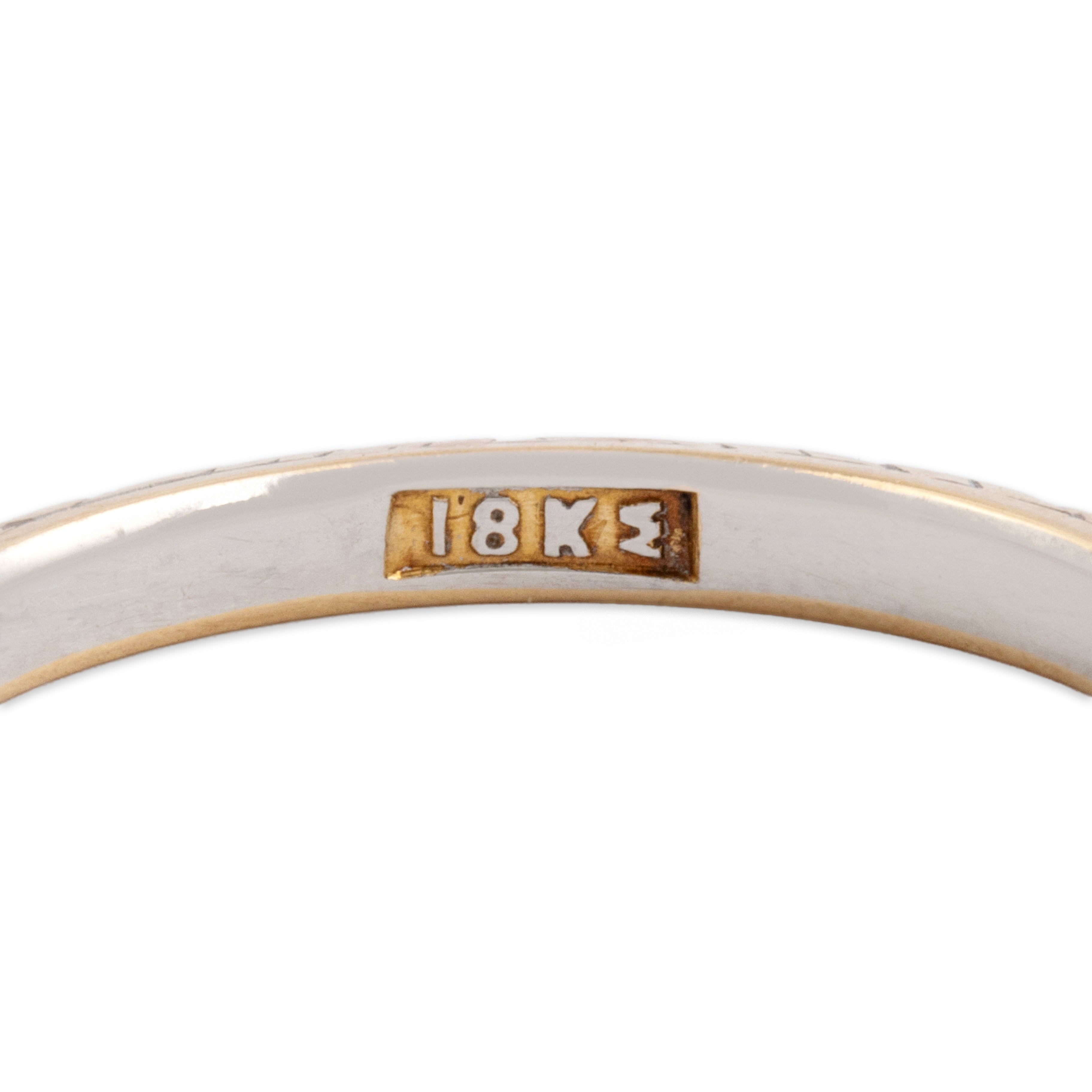 Antique 18k Yellow & White Gold Rounded Dimensional Etched Eternity Band Ring - Hallmark view