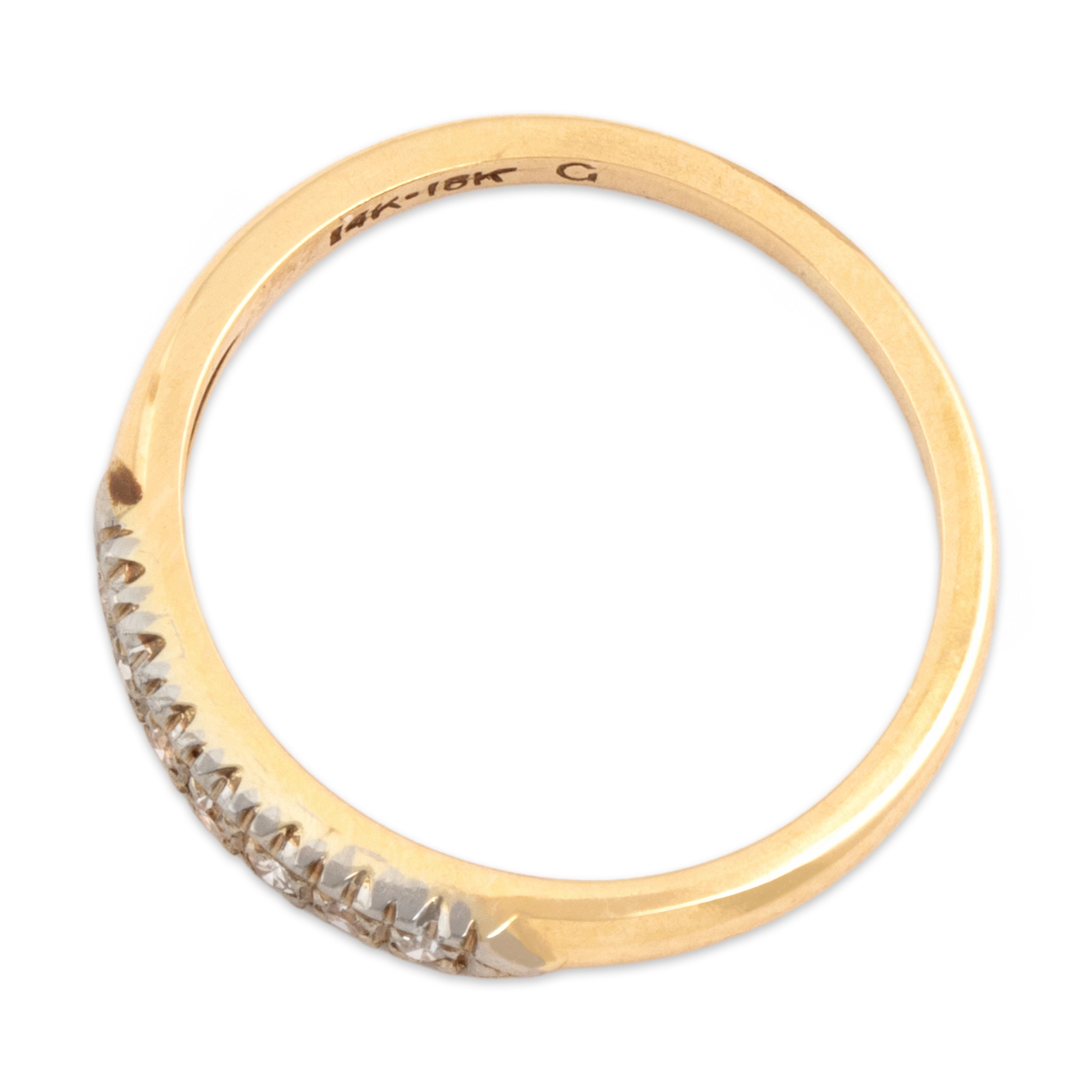 Antique 14k & 18k Yellow Gold Diamond Understated Classic Line Band Ring - Overall view