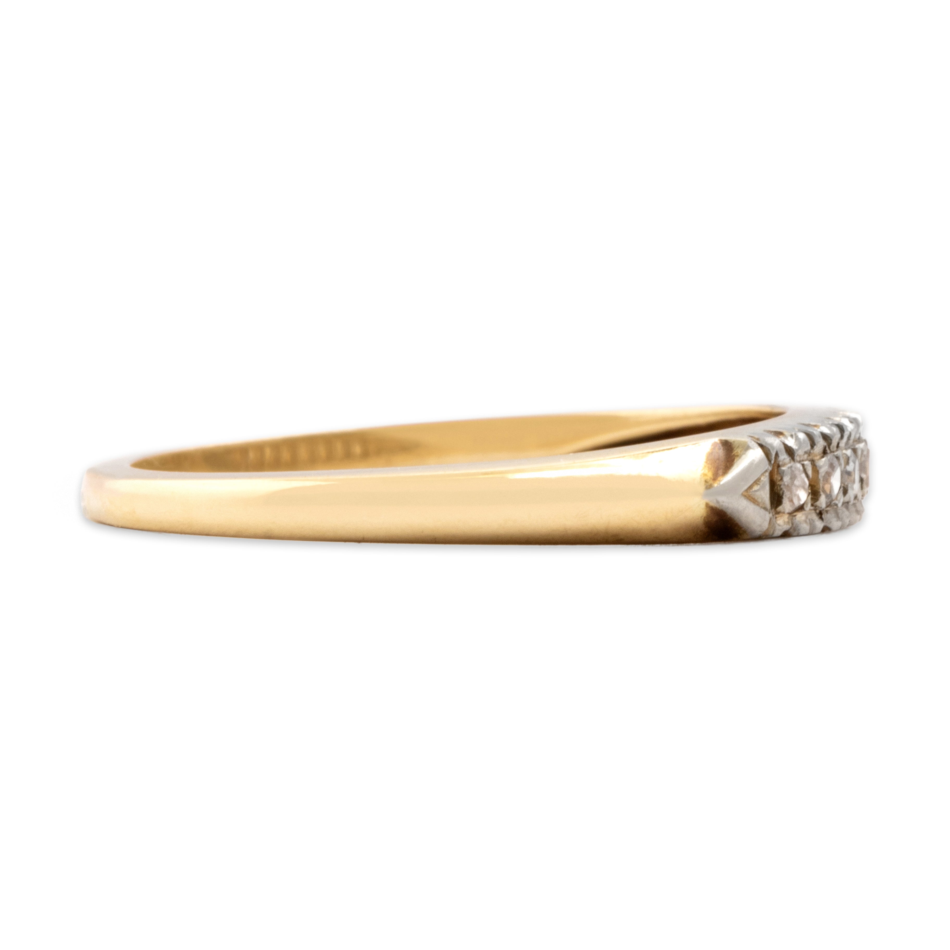 Antique 14k & 18k Yellow Gold Diamond Understated Classic Line Band Ring - Side view