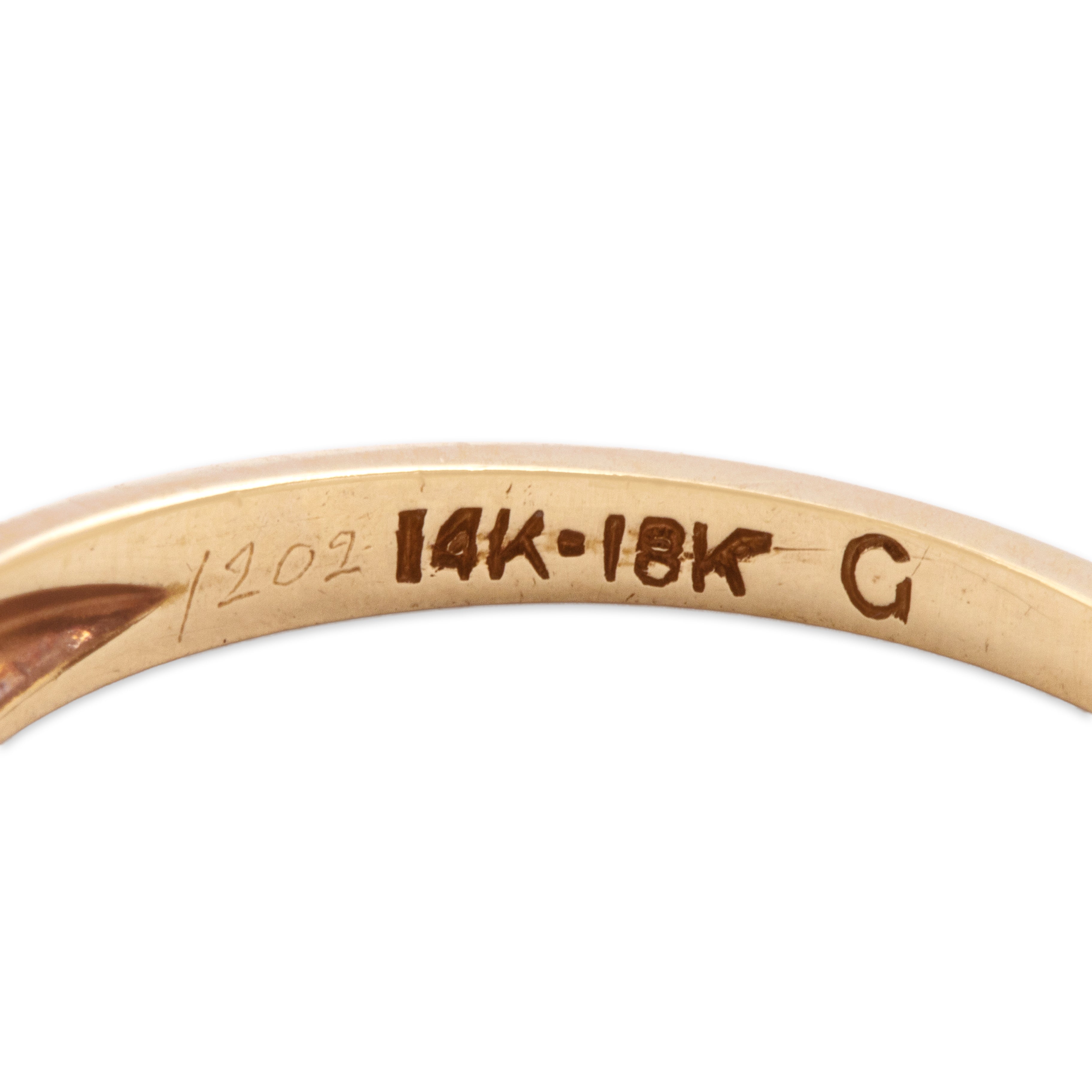 Antique 14k & 18k Yellow Gold Diamond Understated Classic Line Band Ring - Hallmark view