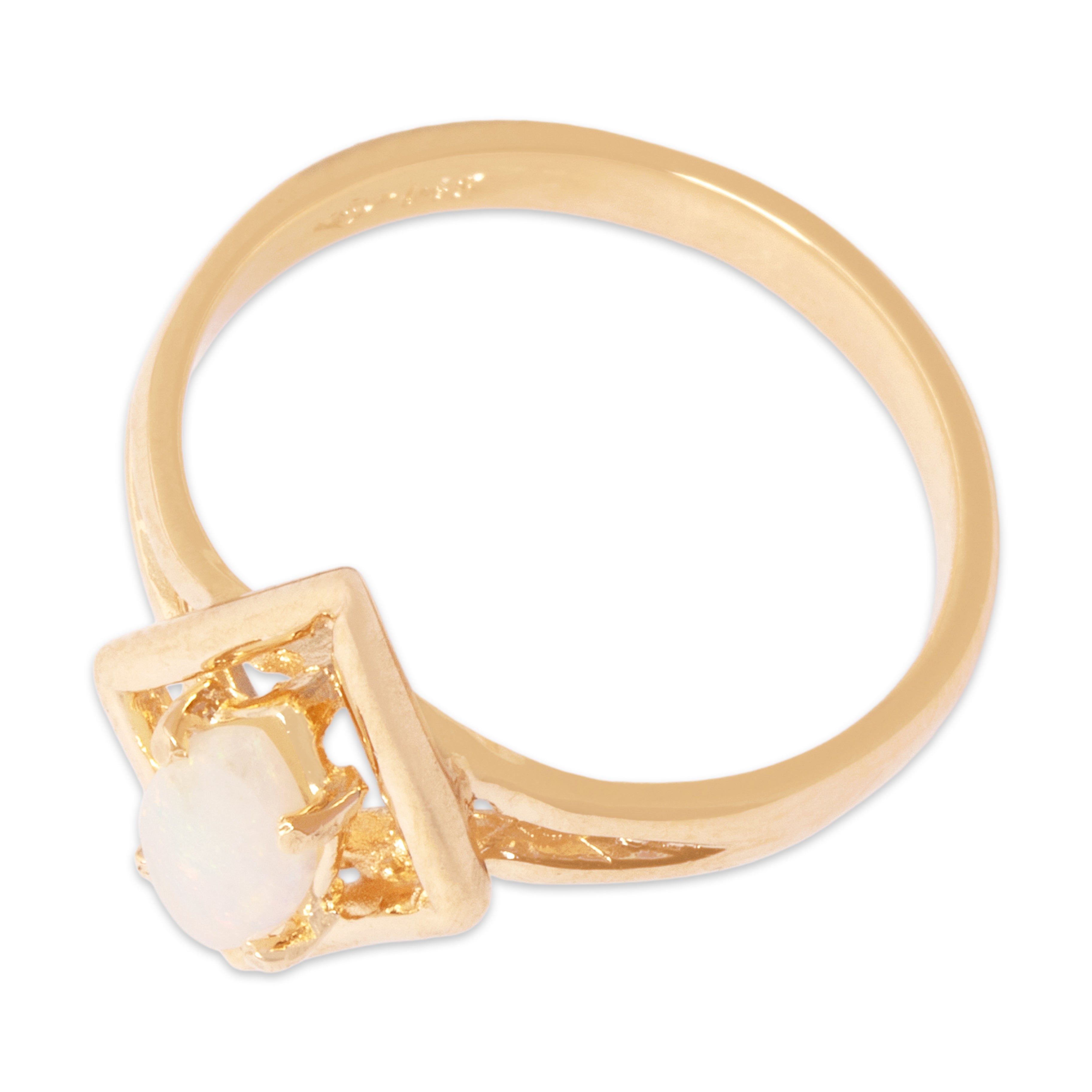 Vintage 14k Yellow Gold Opal Modern Open Kite Ring - Overall view