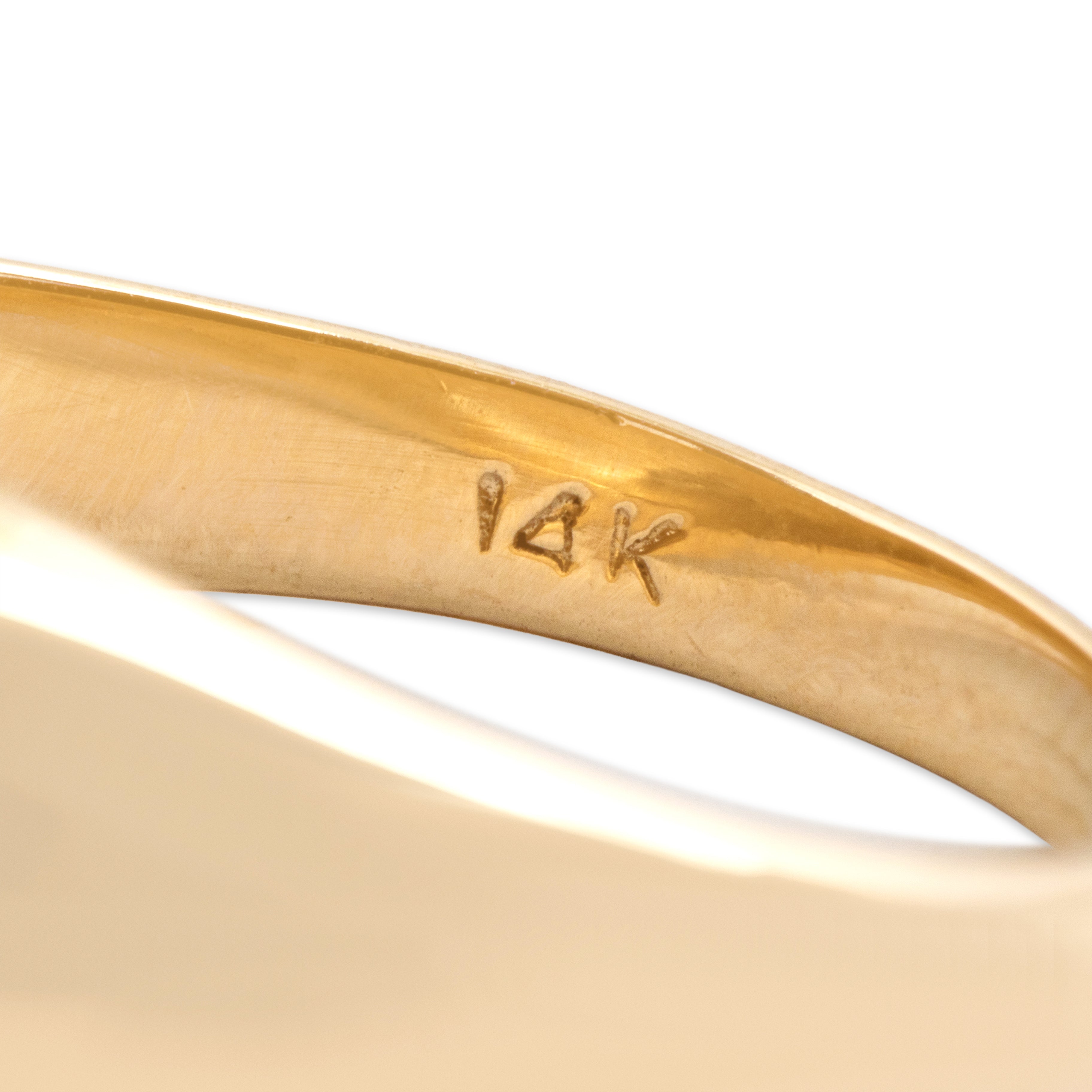 Vintage 14k Yellow Gold Simple Classic Signet Ring - Hallmark view