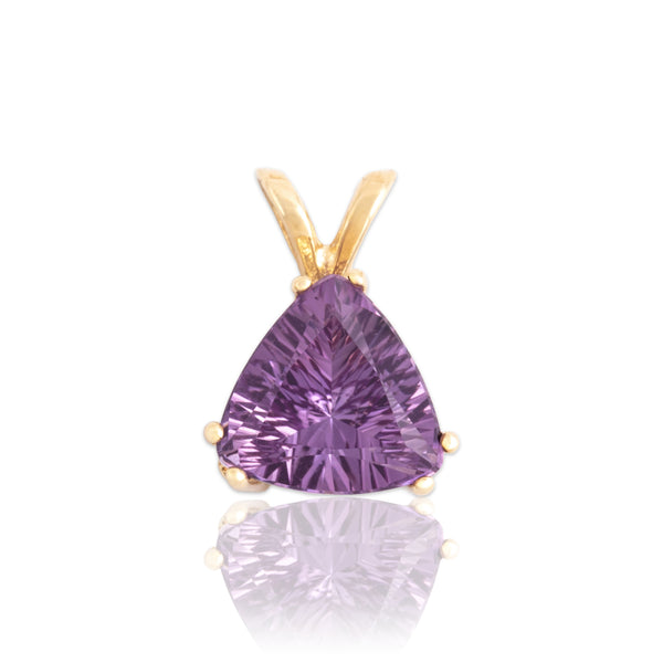 Vintage 14k Yellow Gold 1.42ct Amethyst Vibrant Fancy-Cut Solitiare Pendant