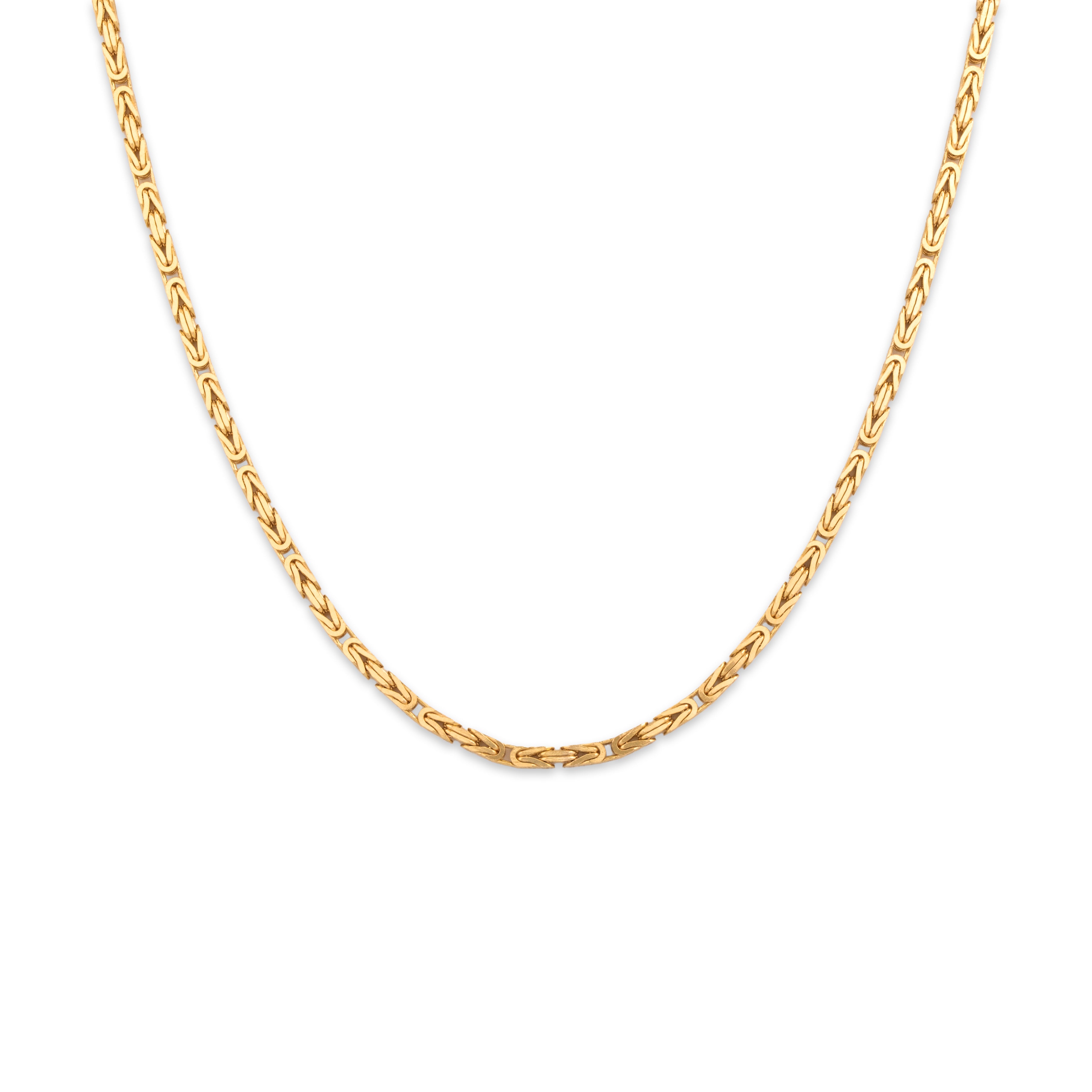 Vintage 14k Yellow Gold 1.9mm Intricate Byzantine Link Chain - Close-up view