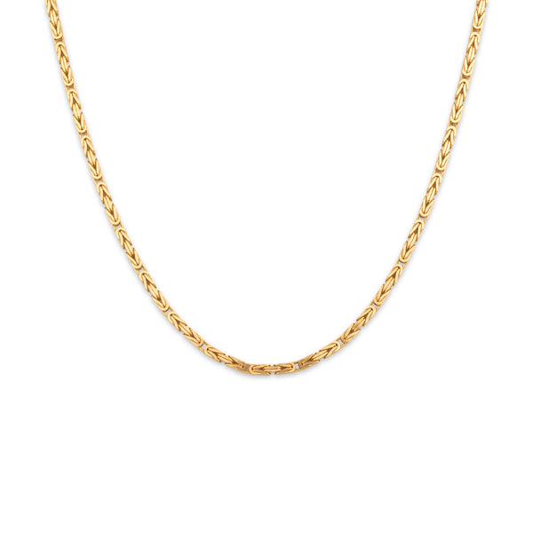 Vintage 14k Yellow Gold 1.9mm Intricate Byzantine Link Chain 18.25