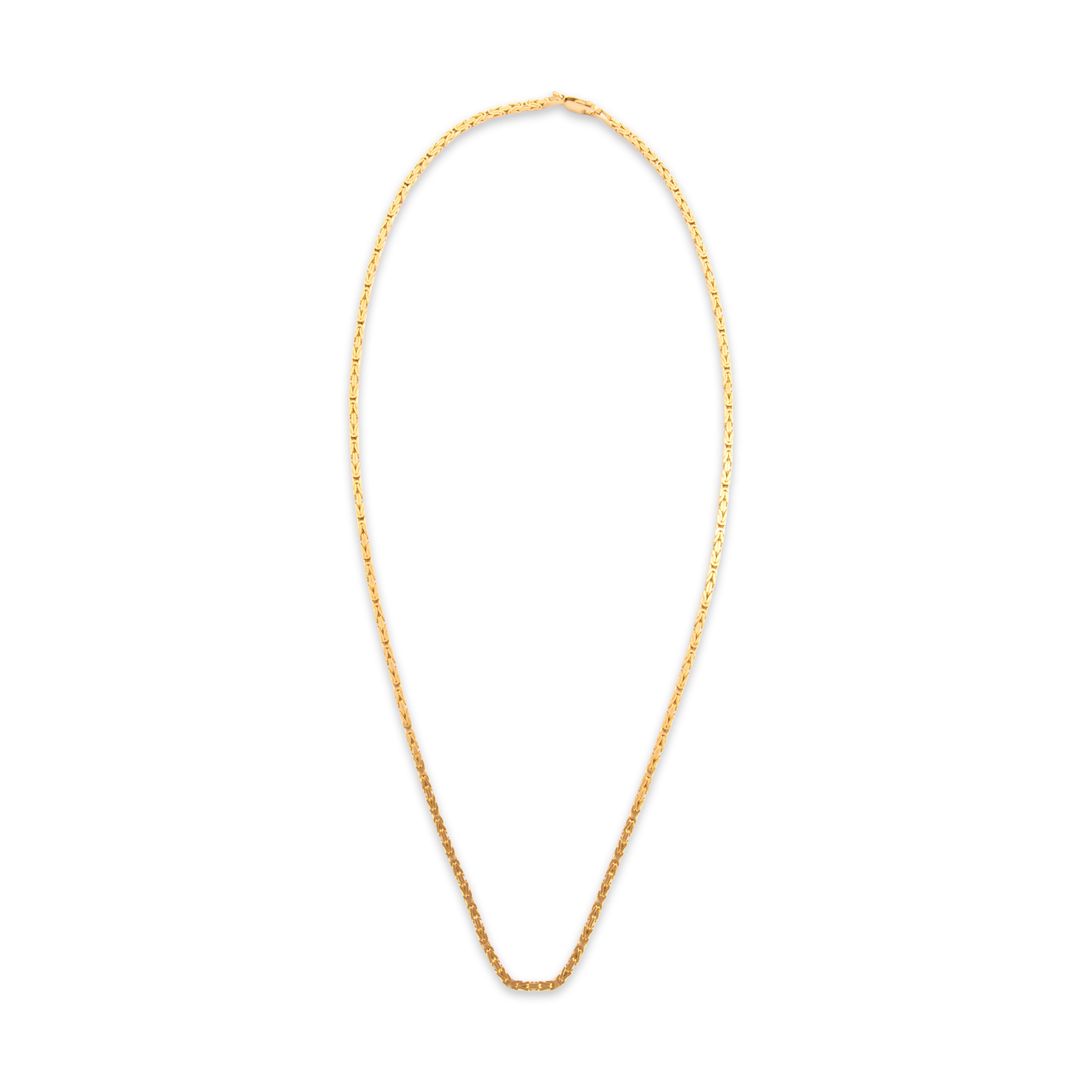 Vintage 14k Yellow Gold 1.9mm Intricate Byzantine Link Chain - Overall view