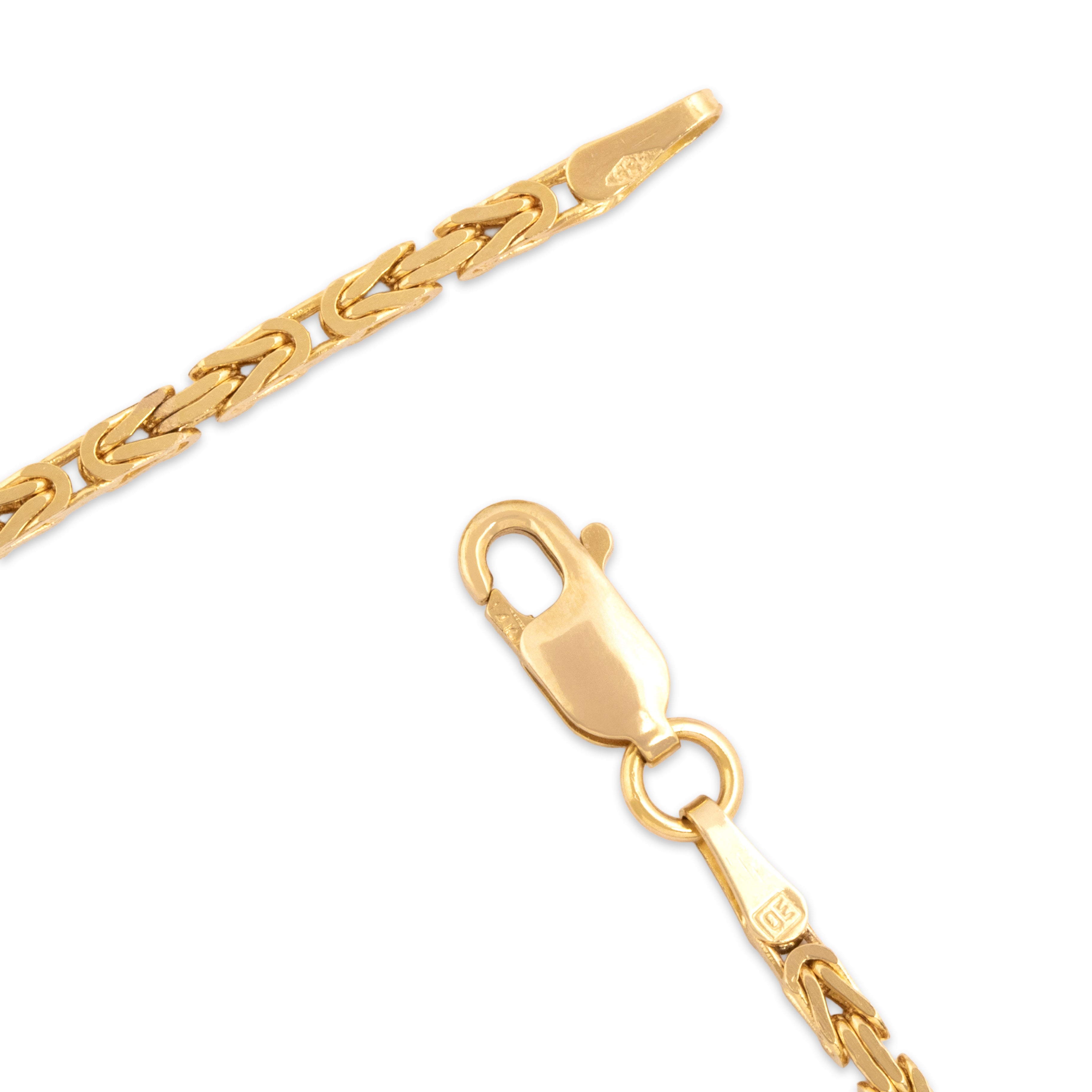 Vintage 14k Yellow Gold 1.9mm Intricate Byzantine Link Chain - clasp view