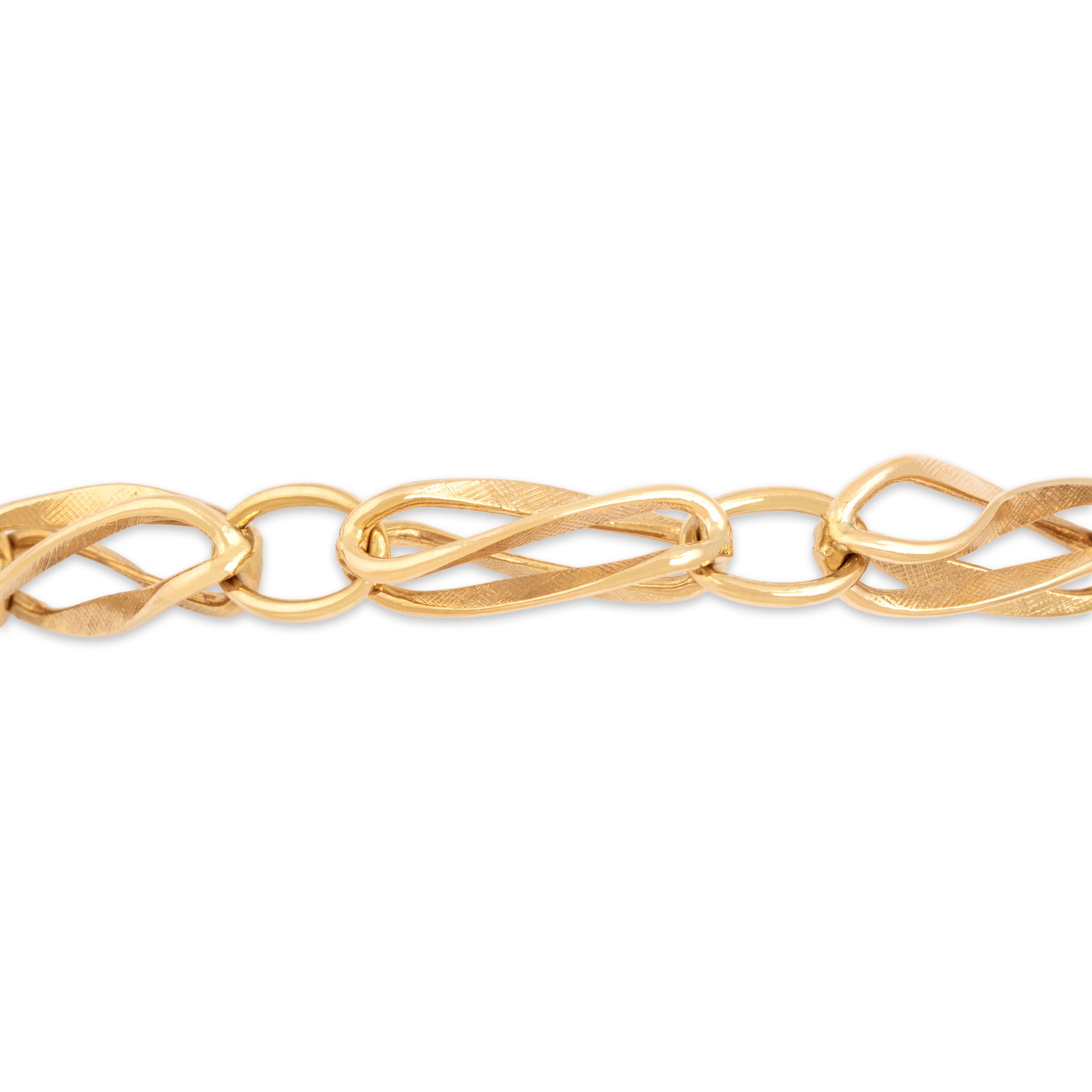 Vintage 14k Yellow Gold Fantastic Textured Open Twist Link Bracelet - detail view #2