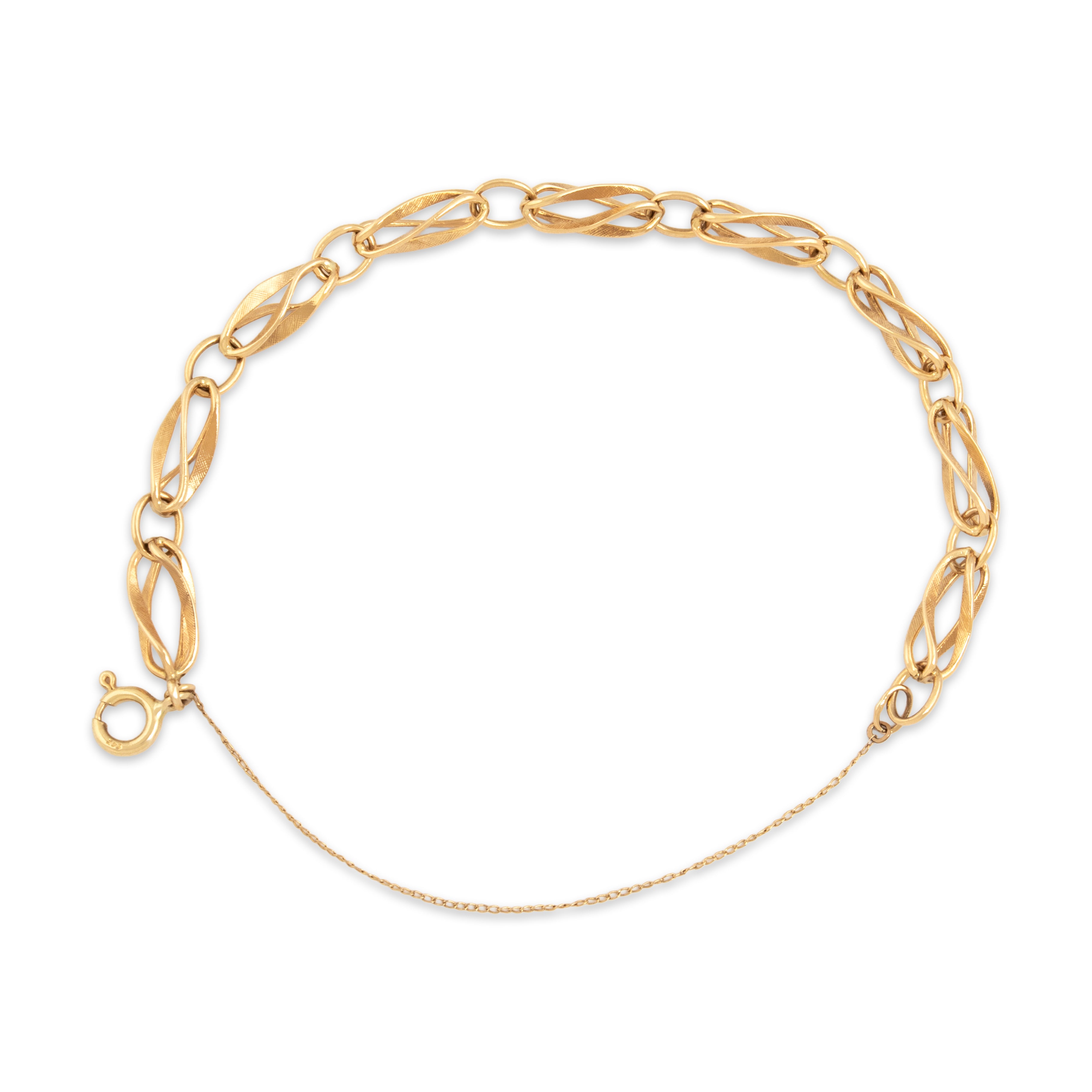 Vintage 14k Yellow Gold Fantastic Textured Open Twist Link Bracelet - detail view #1