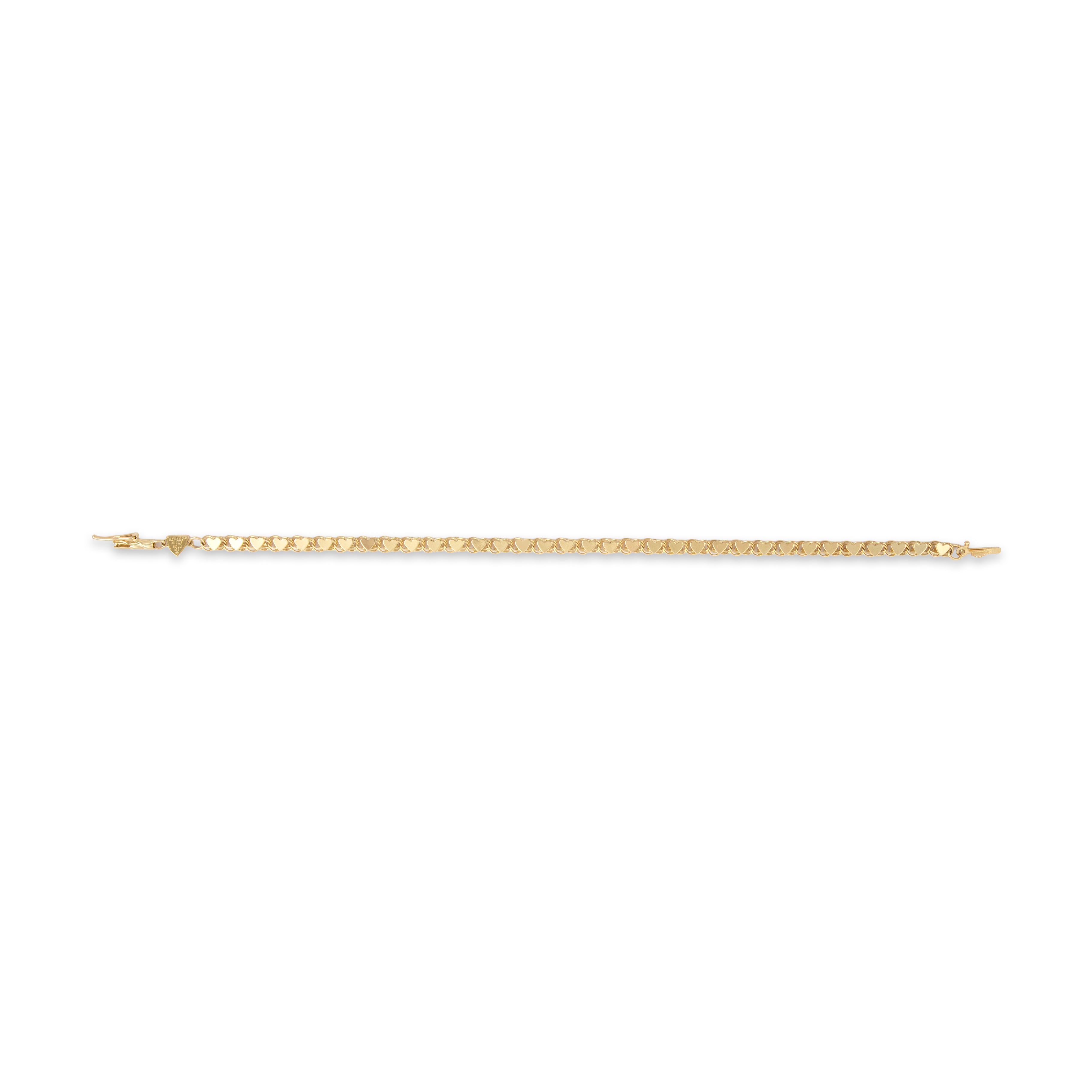 Vintage 14k Yellow Gold Dual Sided Heart Link Bracelet - Overall view