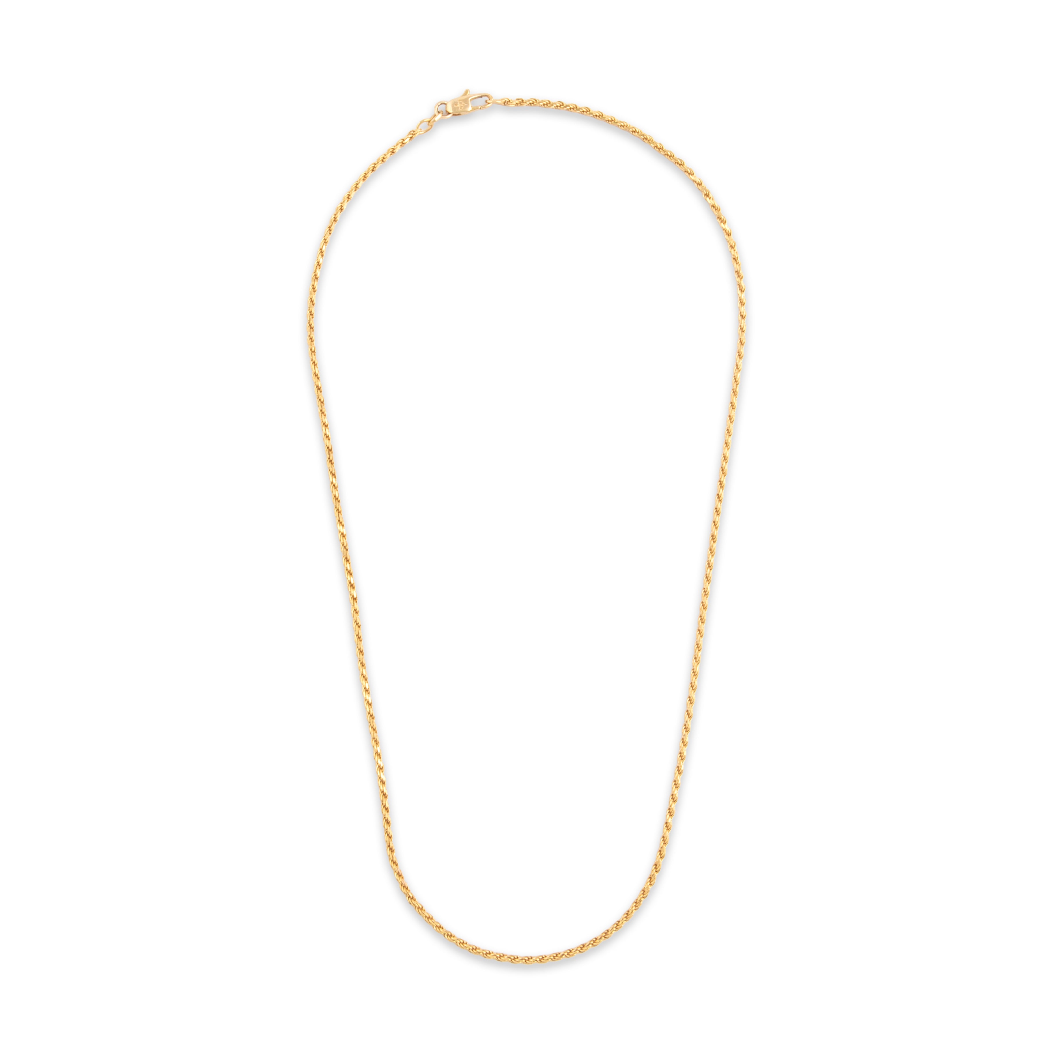 Estate Italian 14k Yellow Gold 1.8mm Essential Rope Chain - Overall view