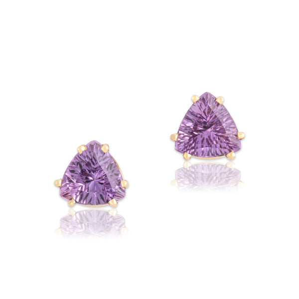 Vintage 14k Yellow Gold 2.89cttw Amethyst Mystical Fancy-Cut Stud Earrings