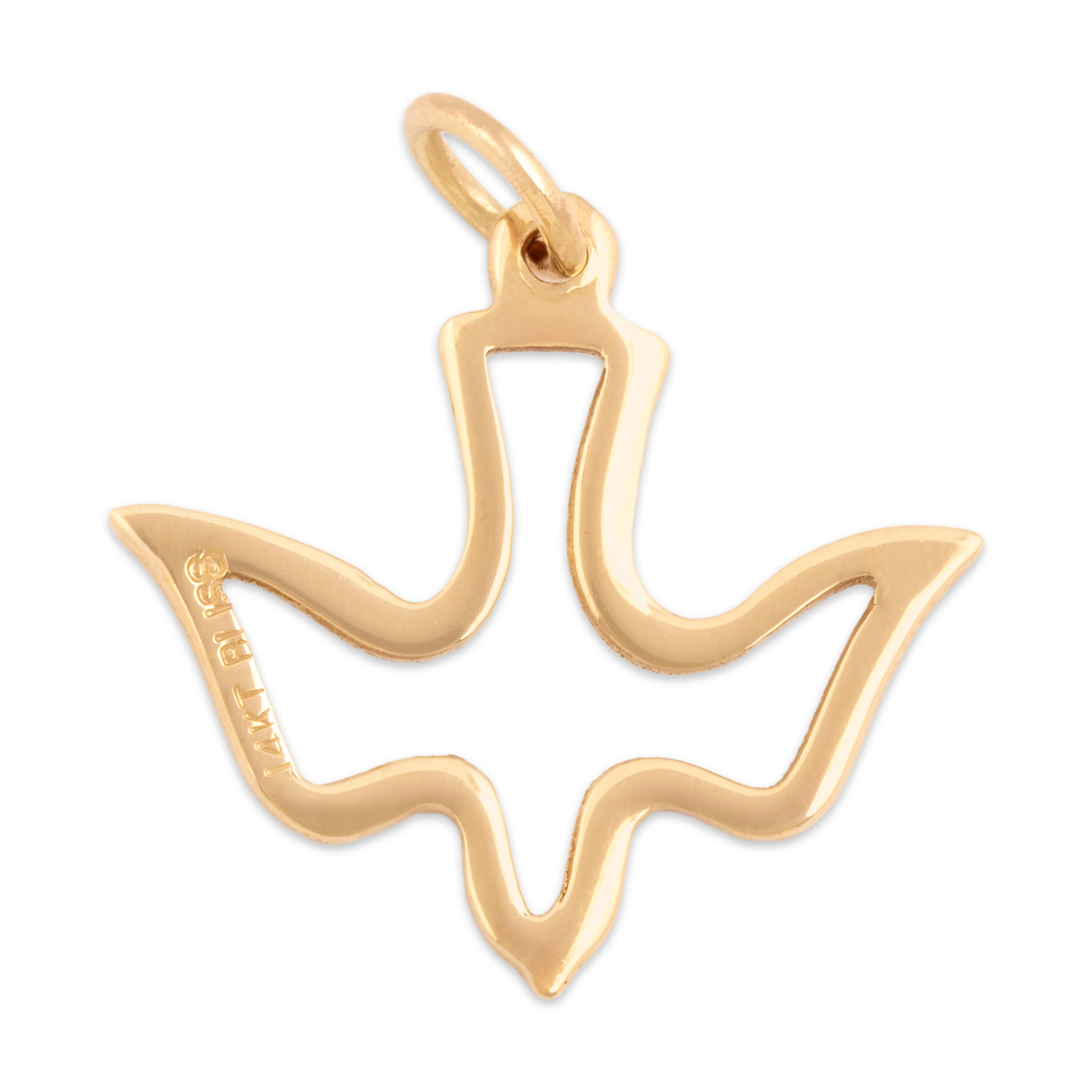 Vintage 14k Yellow Gold Soaring Dove Charm / Pendant - Back view
