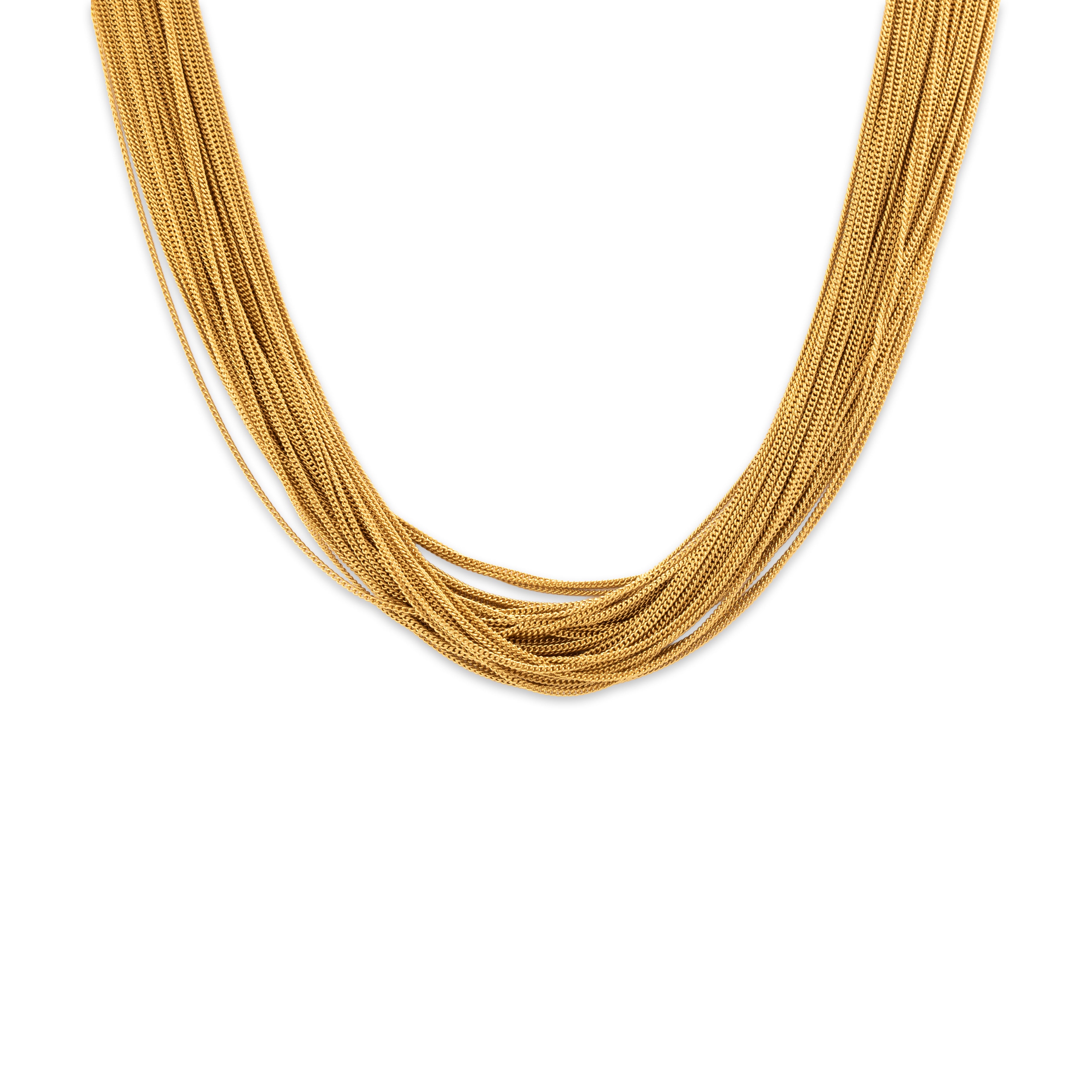 Vintage Italian Substantial 18k Yellow Gold Silky Curb Chain Strand Necklace - detail view #1