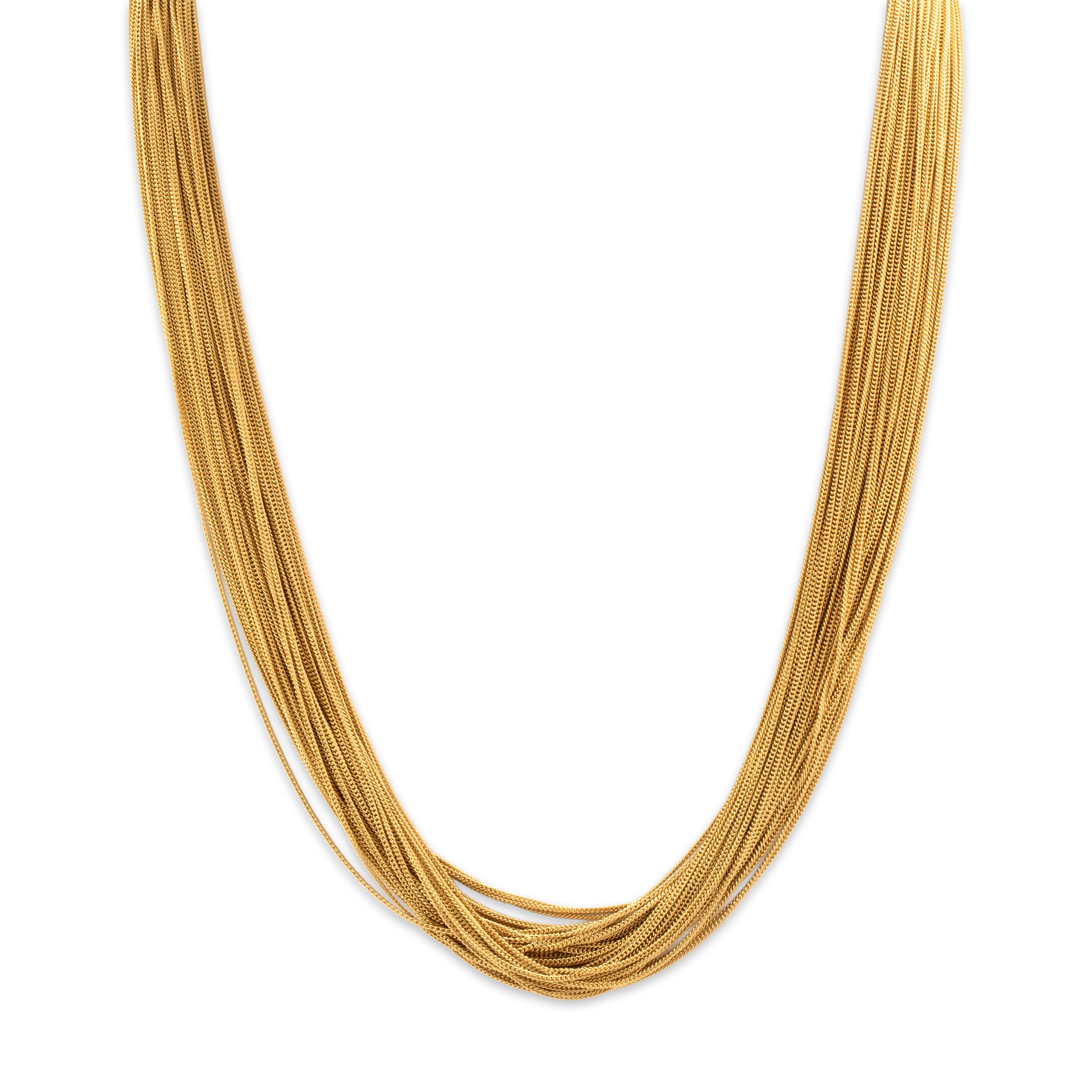 Vintage Italian Substantial 18k Yellow Gold Silky Curb Chain Strand Necklace - Close-up view