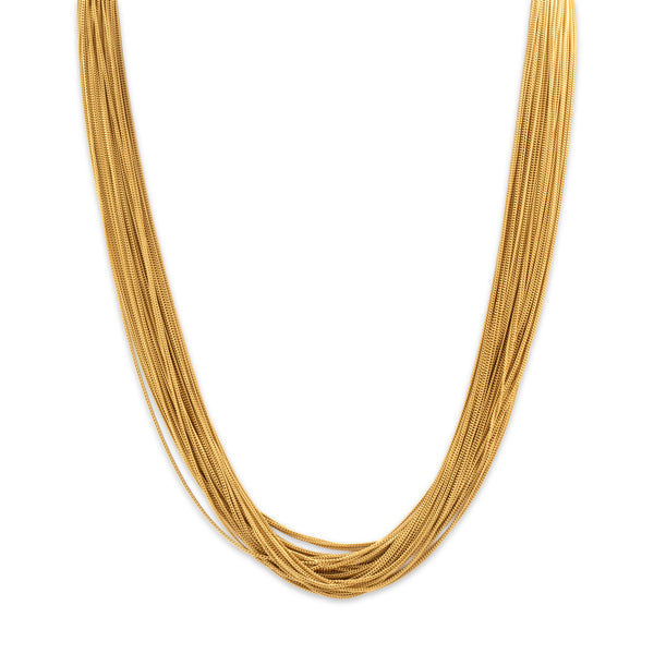 Vintage Italian Substantial 18k Yellow Gold Silky Curb Chain Strand Necklace - Close-up view