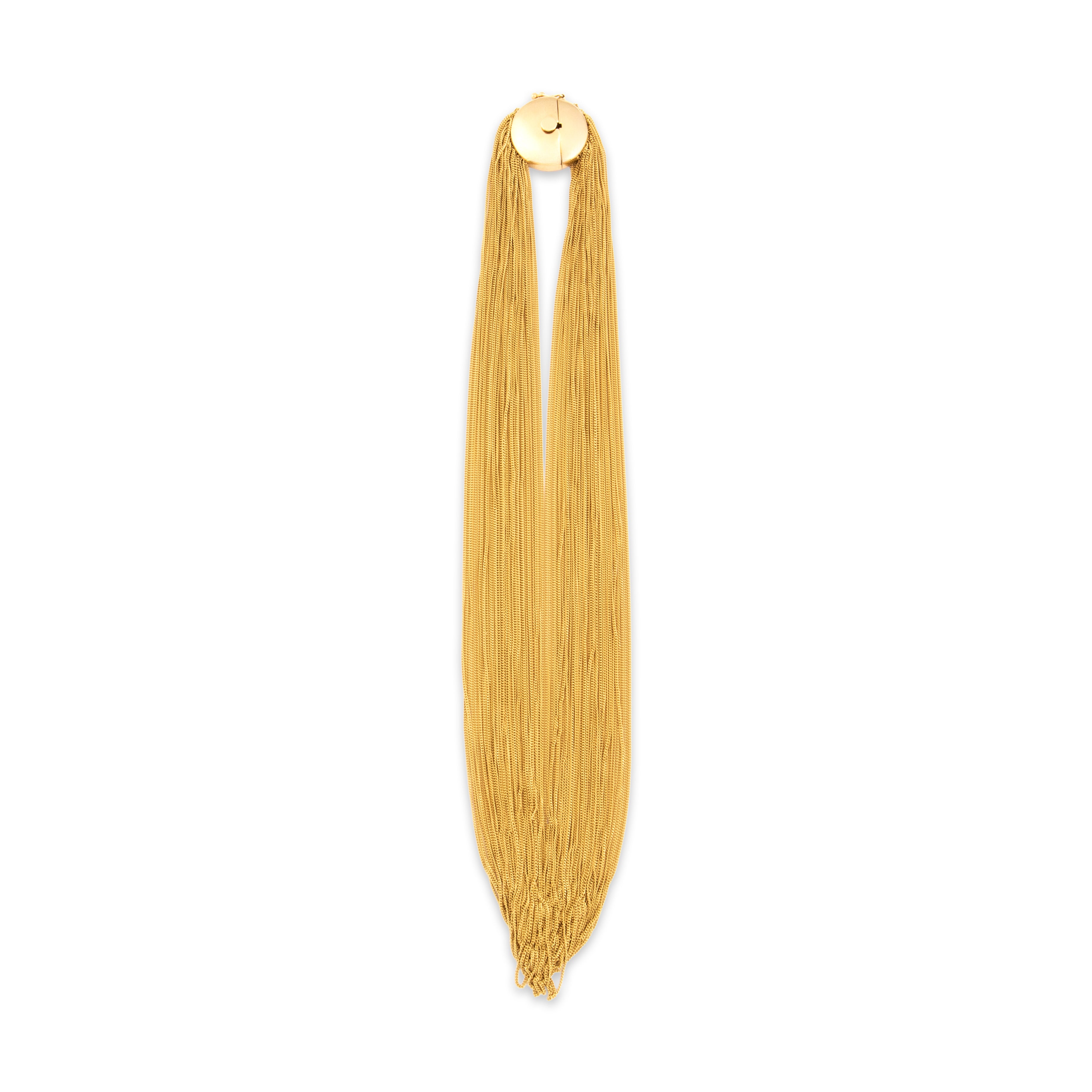 Vintage Italian Substantial 18k Yellow Gold Silky Curb Chain Strand Necklace - Overall view