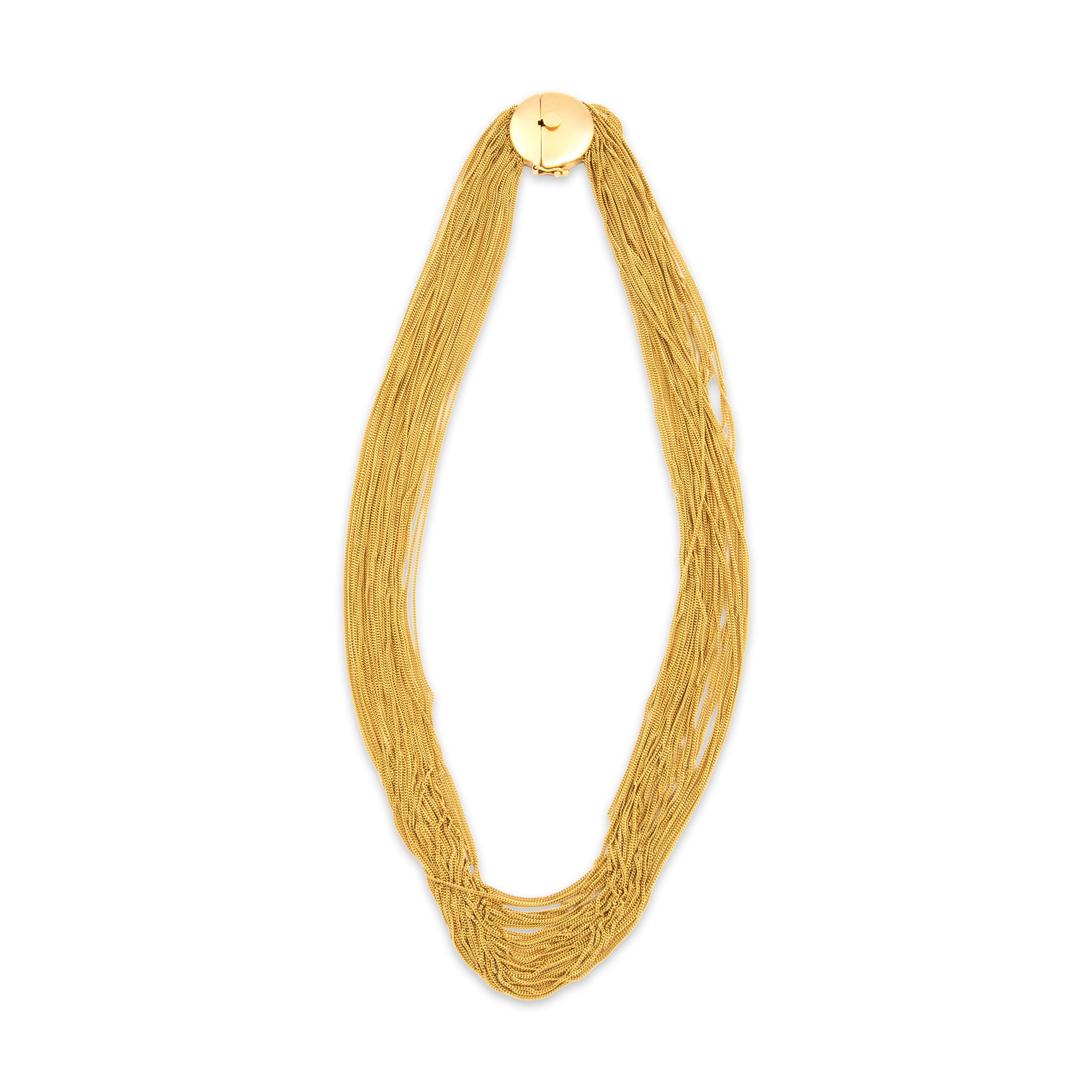 Vintage Italian Substantial 18k Yellow Gold Silky Curb Chain Strand Necklace - Overall view