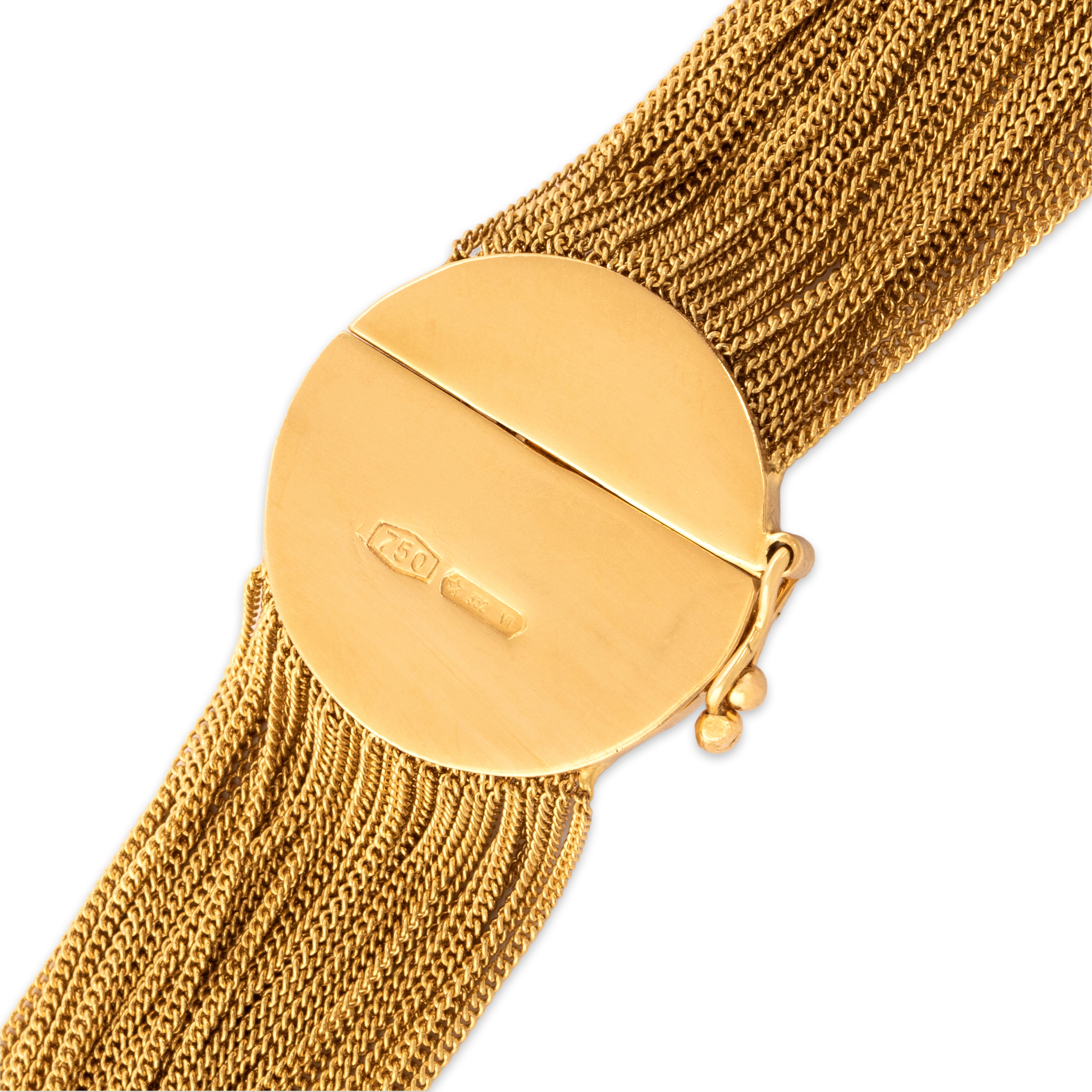 Vintage Italian Substantial 18k Yellow Gold Silky Curb Chain Strand Necklace - Hallmark view