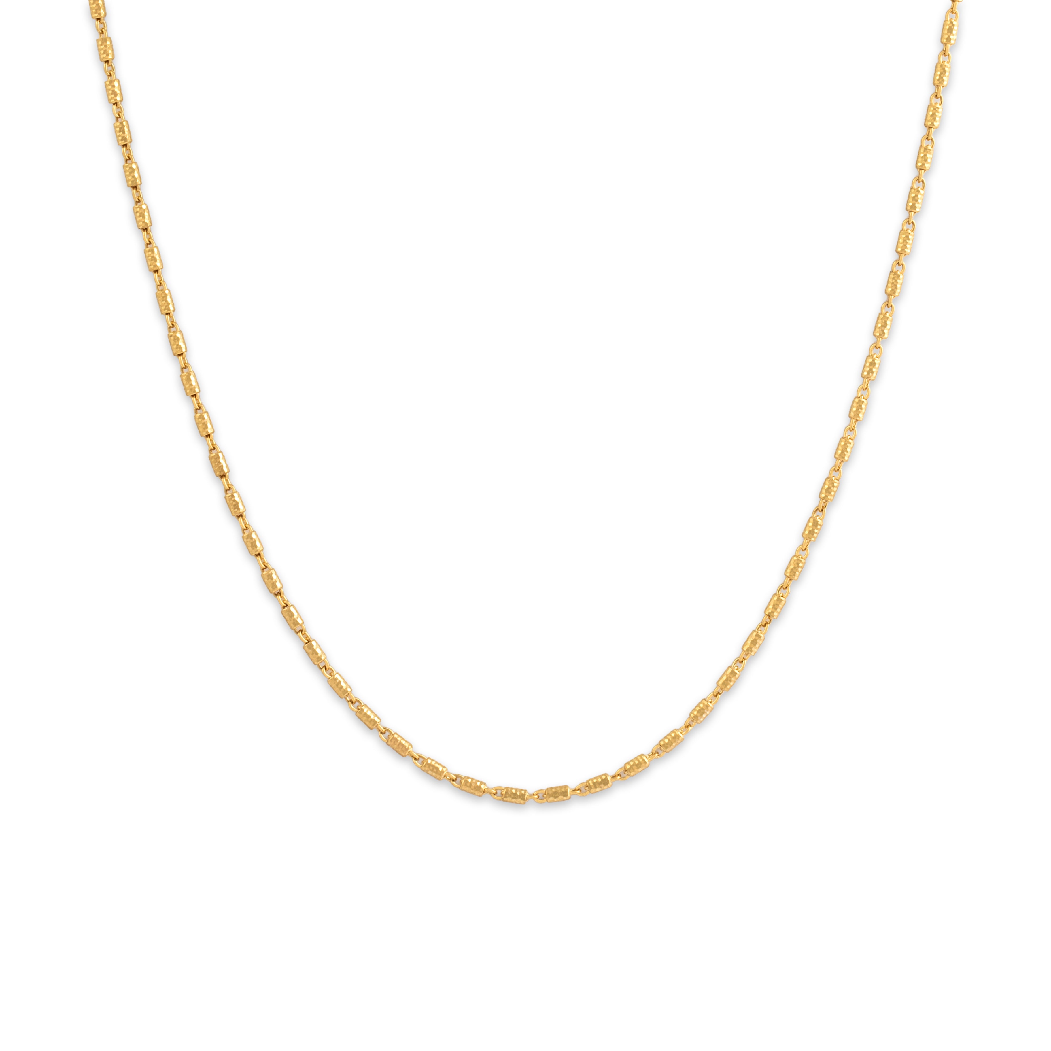 Vintage Italian 18k Yellow Gold 1.4mm Glittering Cylindrical Link Chain - Close-up view