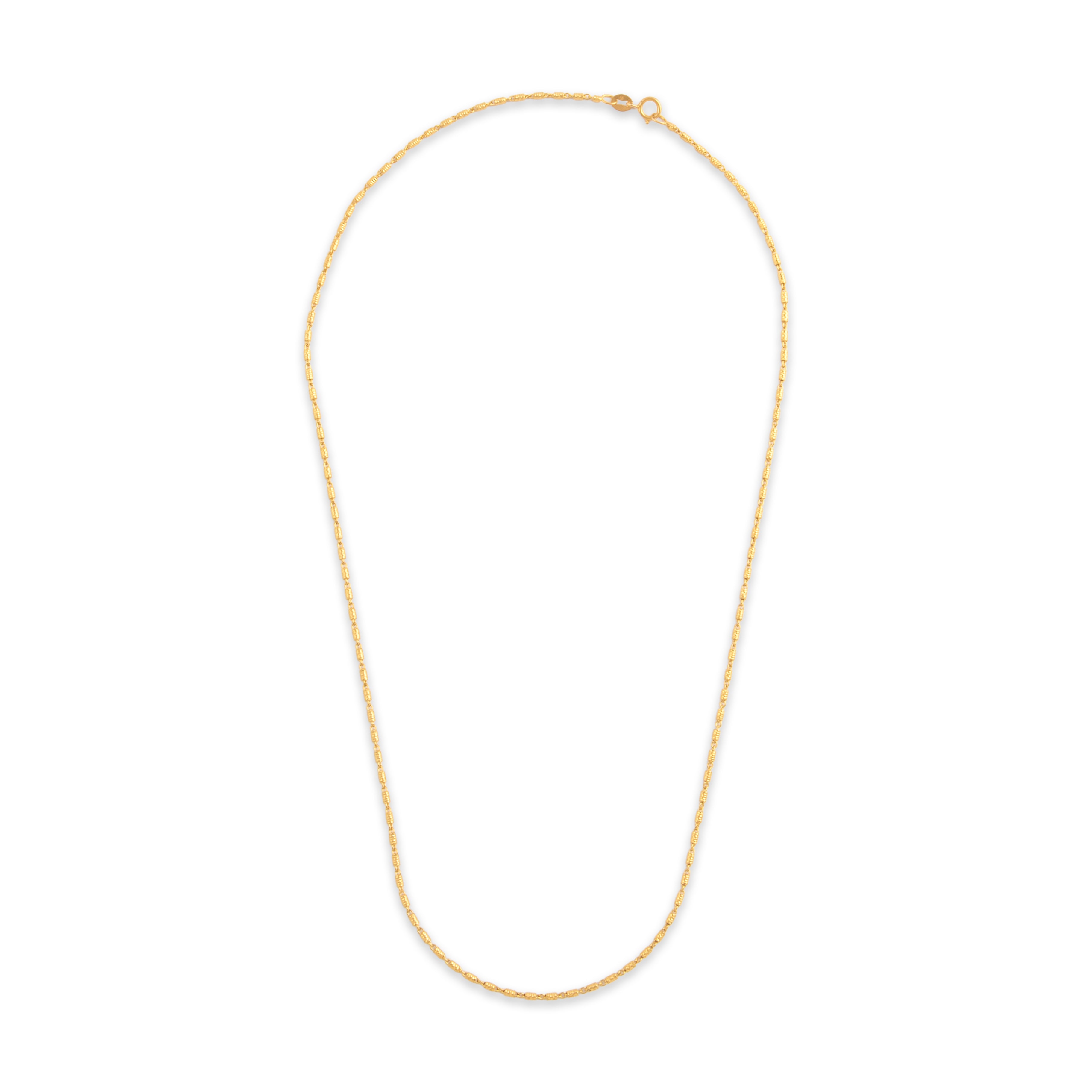 Vintage Italian 18k Yellow Gold 1.4mm Glittering Cylindrical Link Chain - Overall view