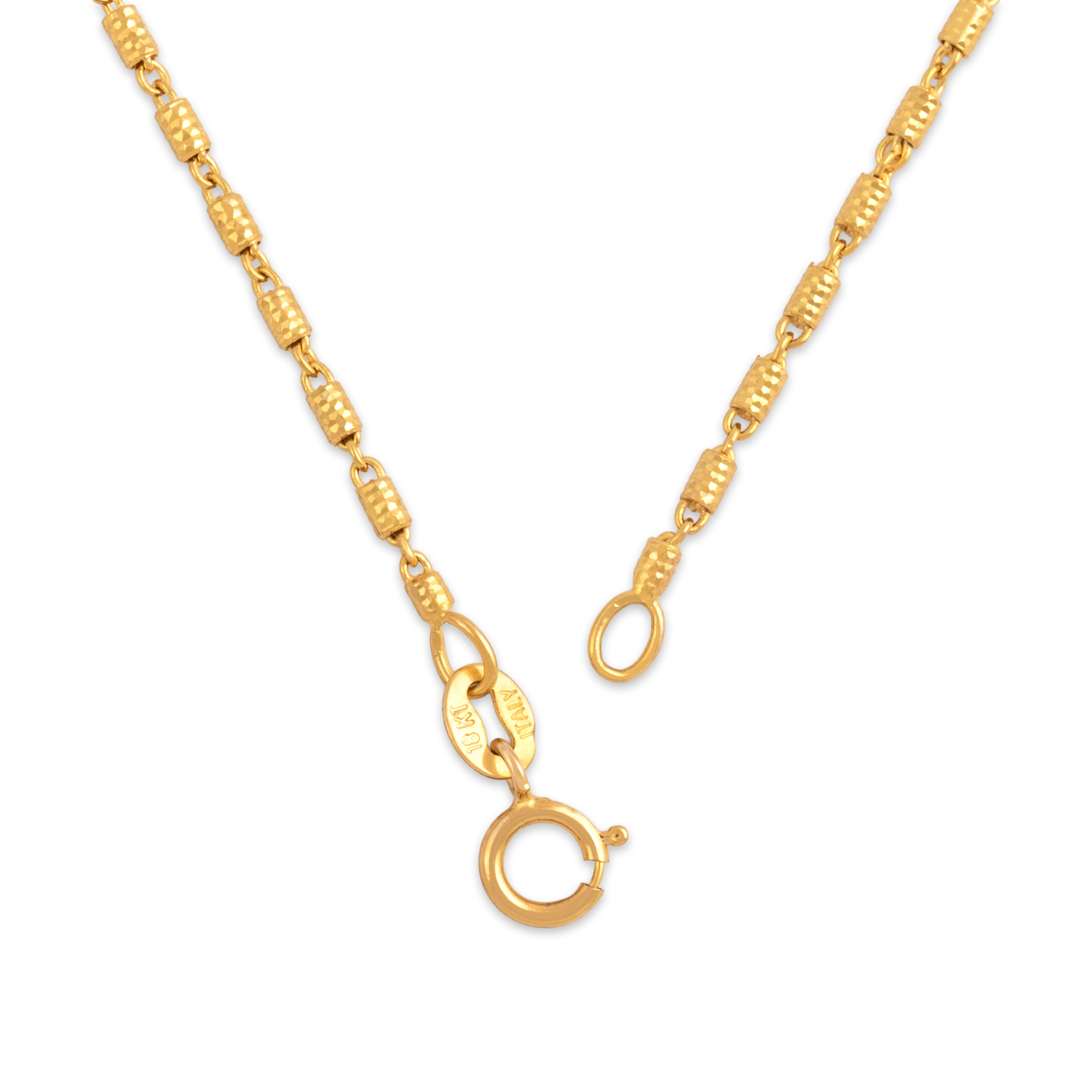 Vintage Italian 18k Yellow Gold 1.4mm Glittering Cylindrical Link Chain - clasp view