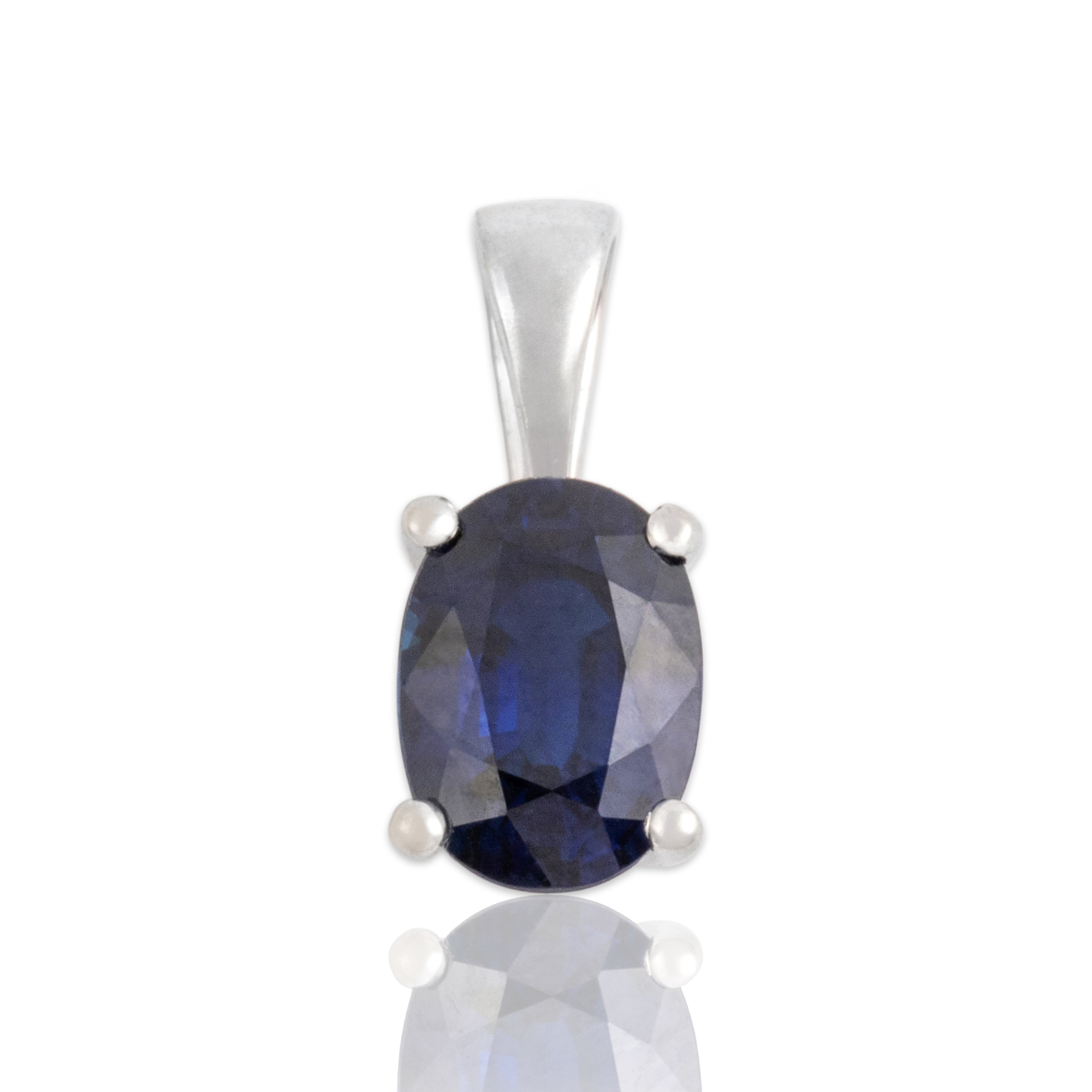 Vintage Small 18k White Gold .9ct Blue Sapphire Night Sky Oval Pendant