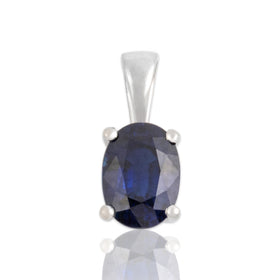 Vintage Small 18k White Gold .9ct Blue Sapphire Night Sky Oval Pendant