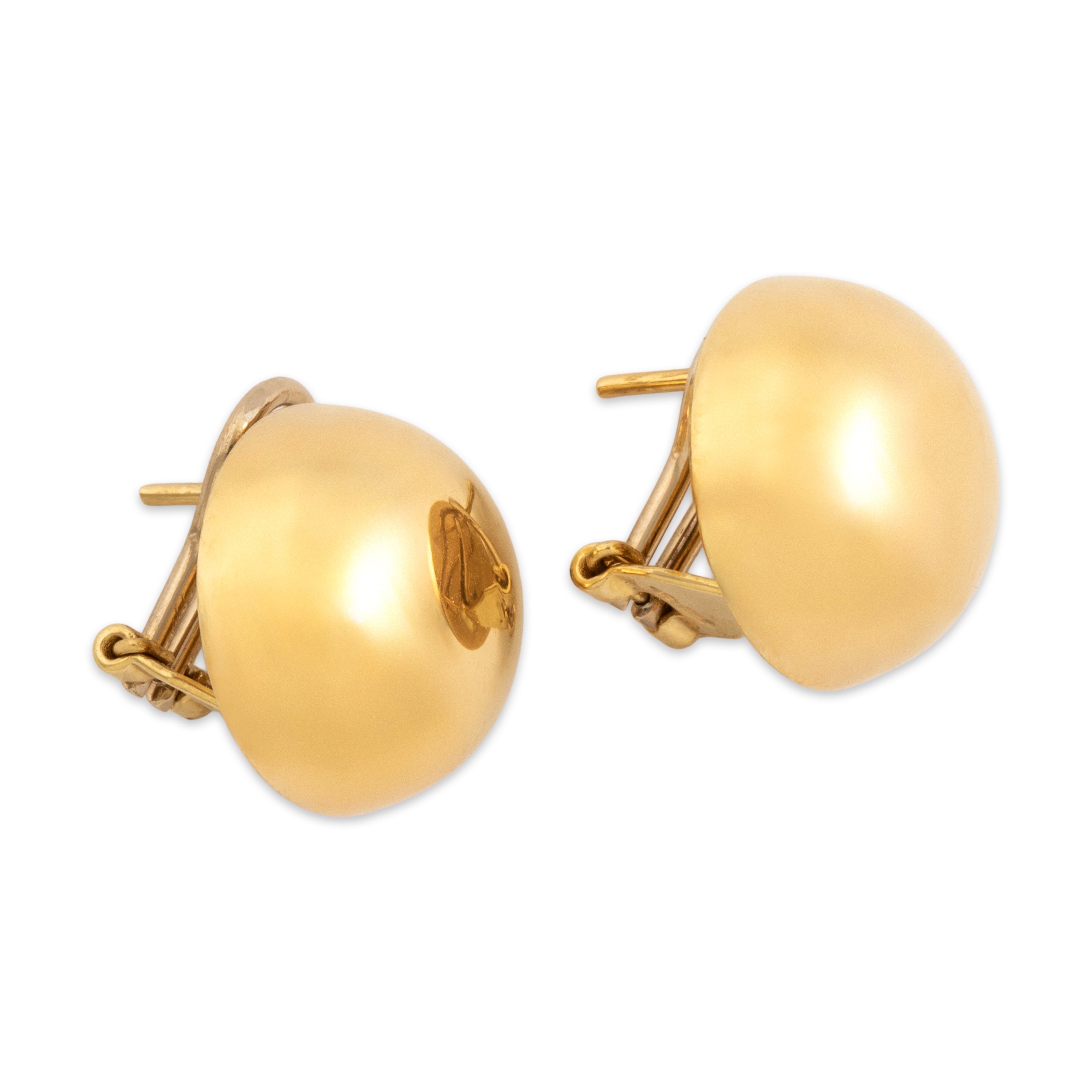 Vintage Italian 18k Yellow Gold Chunky Bauble Ball Omega-Back Earrings - Side view