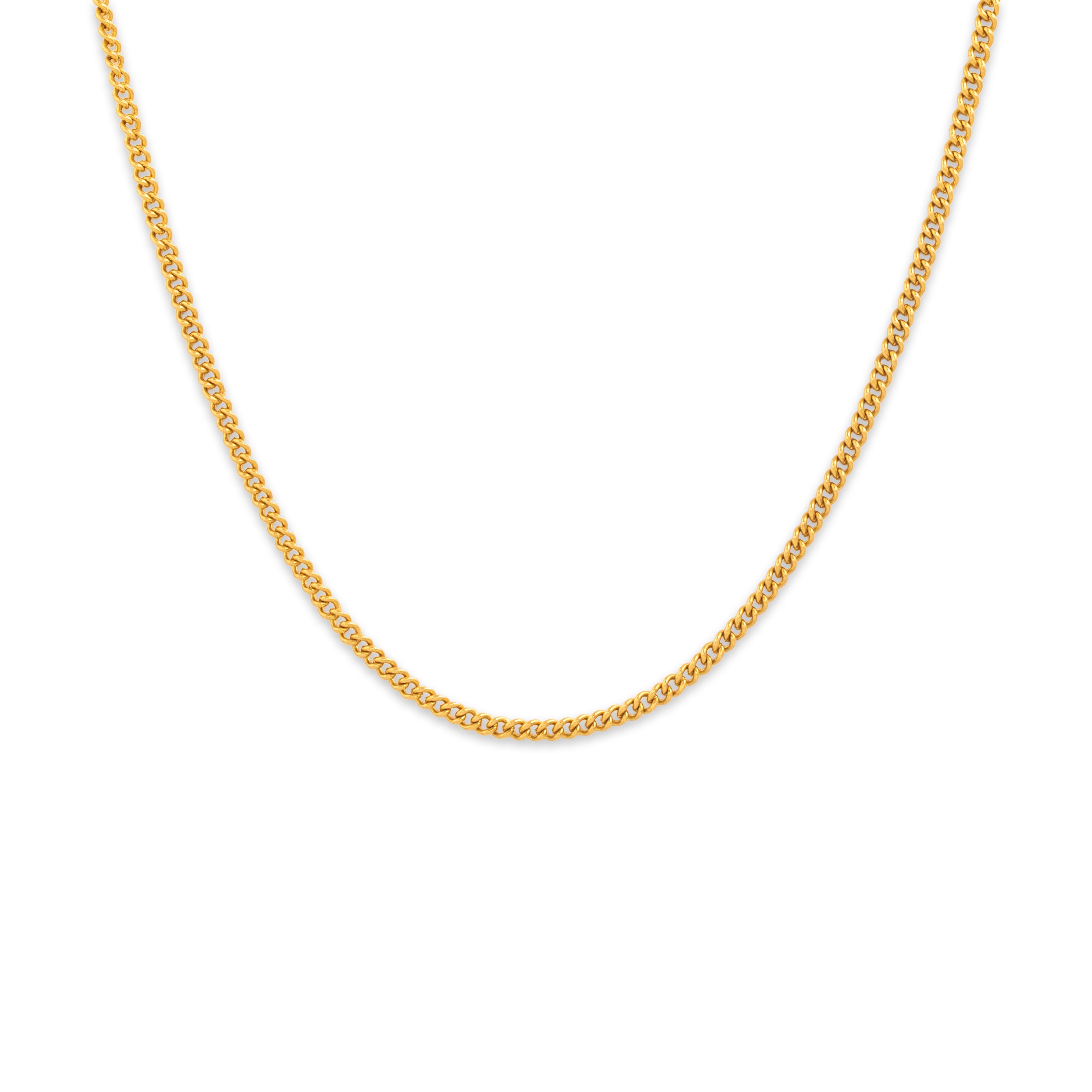 Vintage Portuguese 19k Yellow Gold 1.85mm Sleek Curb Chain - Close-up view