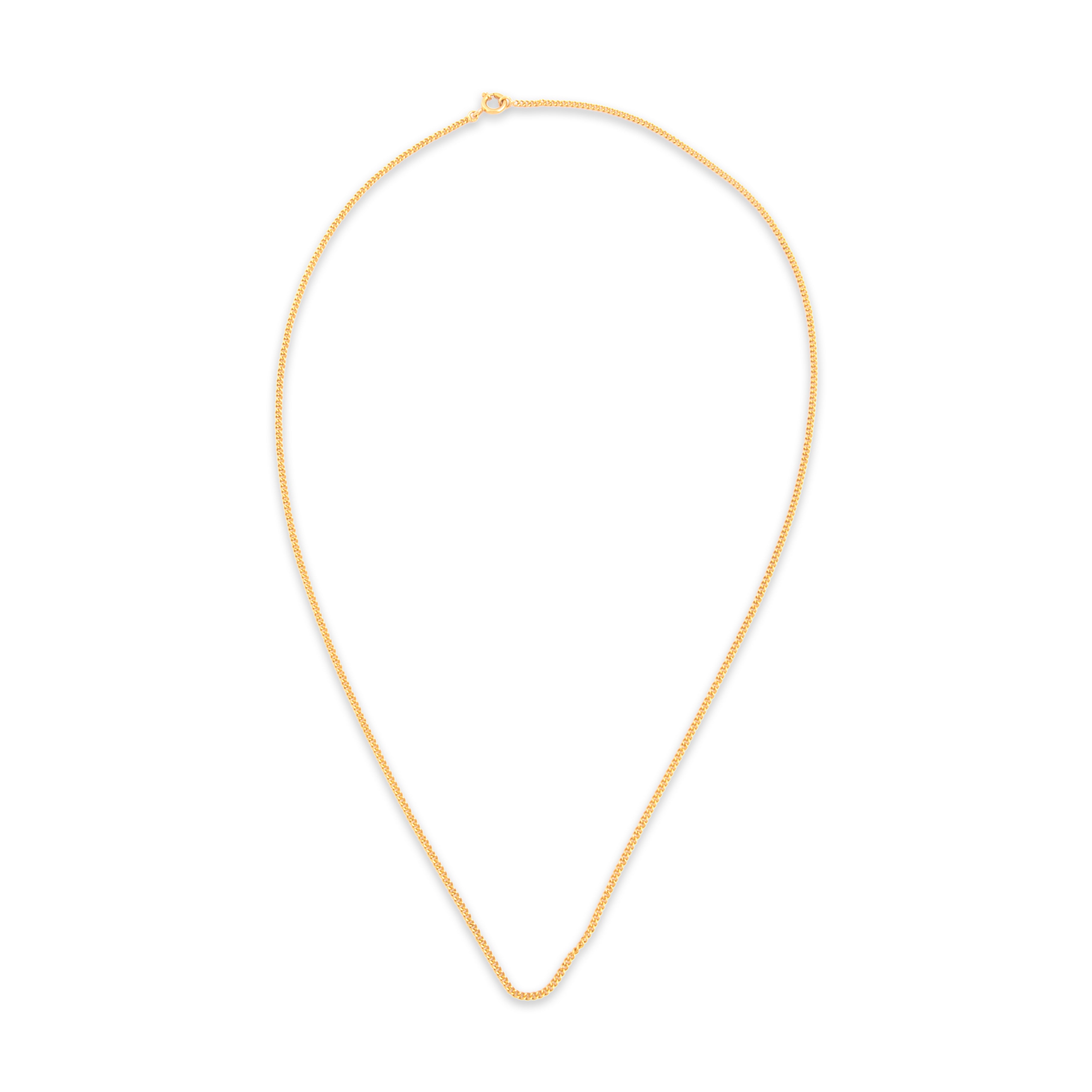 Vintage Portuguese 19k Yellow Gold 1.85mm Sleek Curb Chain - Overall view