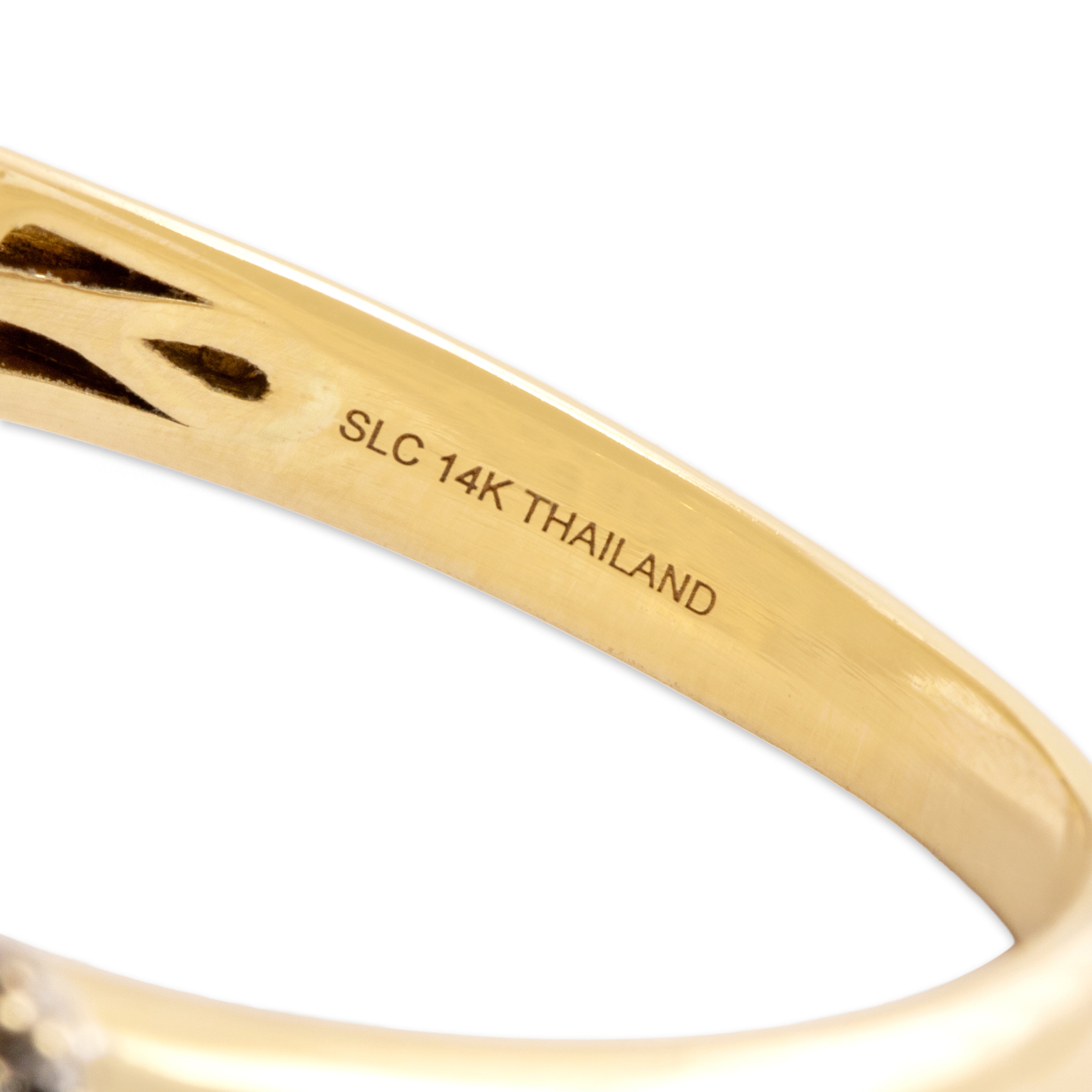 Estate 14k Yellow Gold 1.17cttw Ruby Diamond Dimensional Pavã© Bypass Ring - Hallmark view