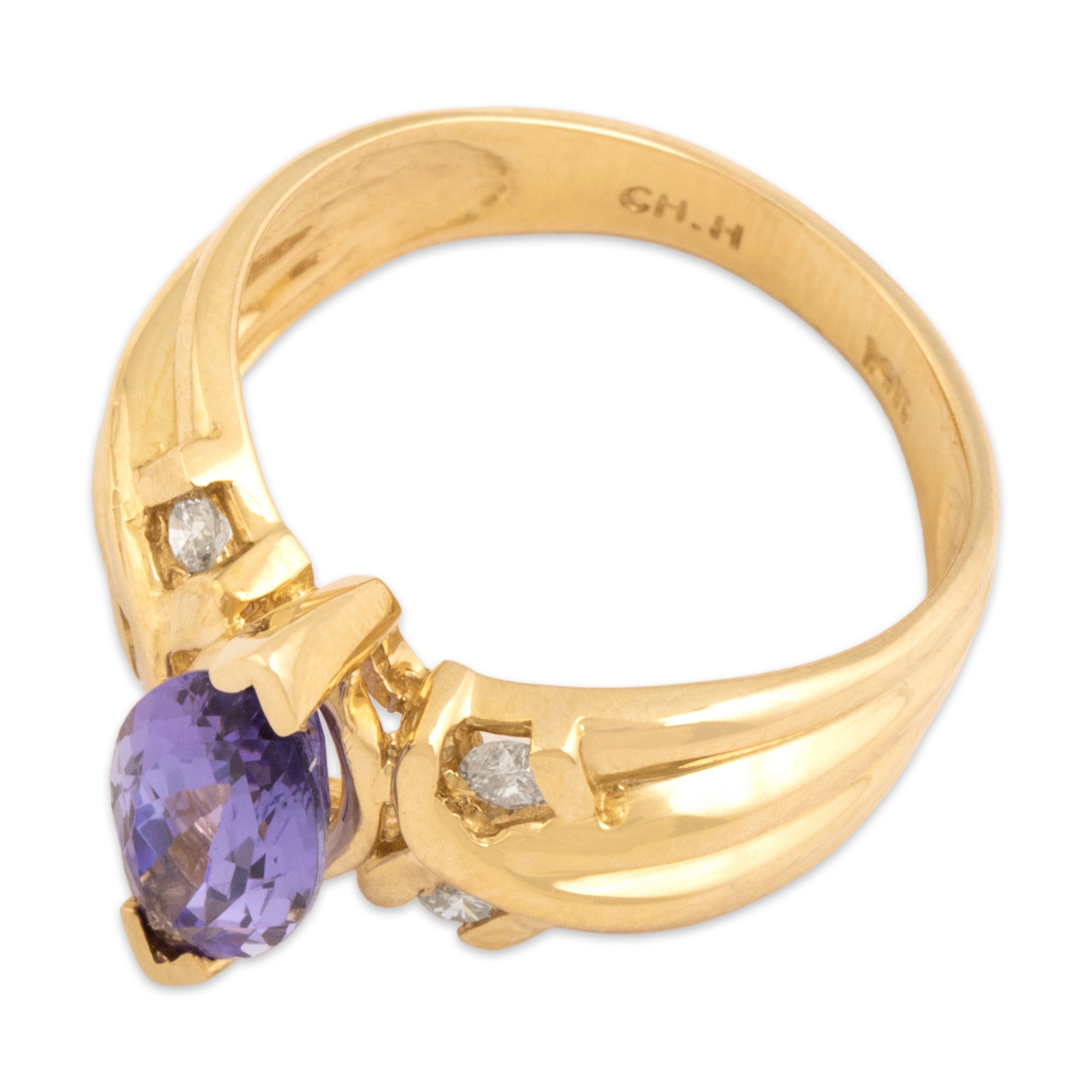 Vintage 14k Yellow Gold 1.38ct Tanzanite Diamond Dynamic Curves Ring 7.00