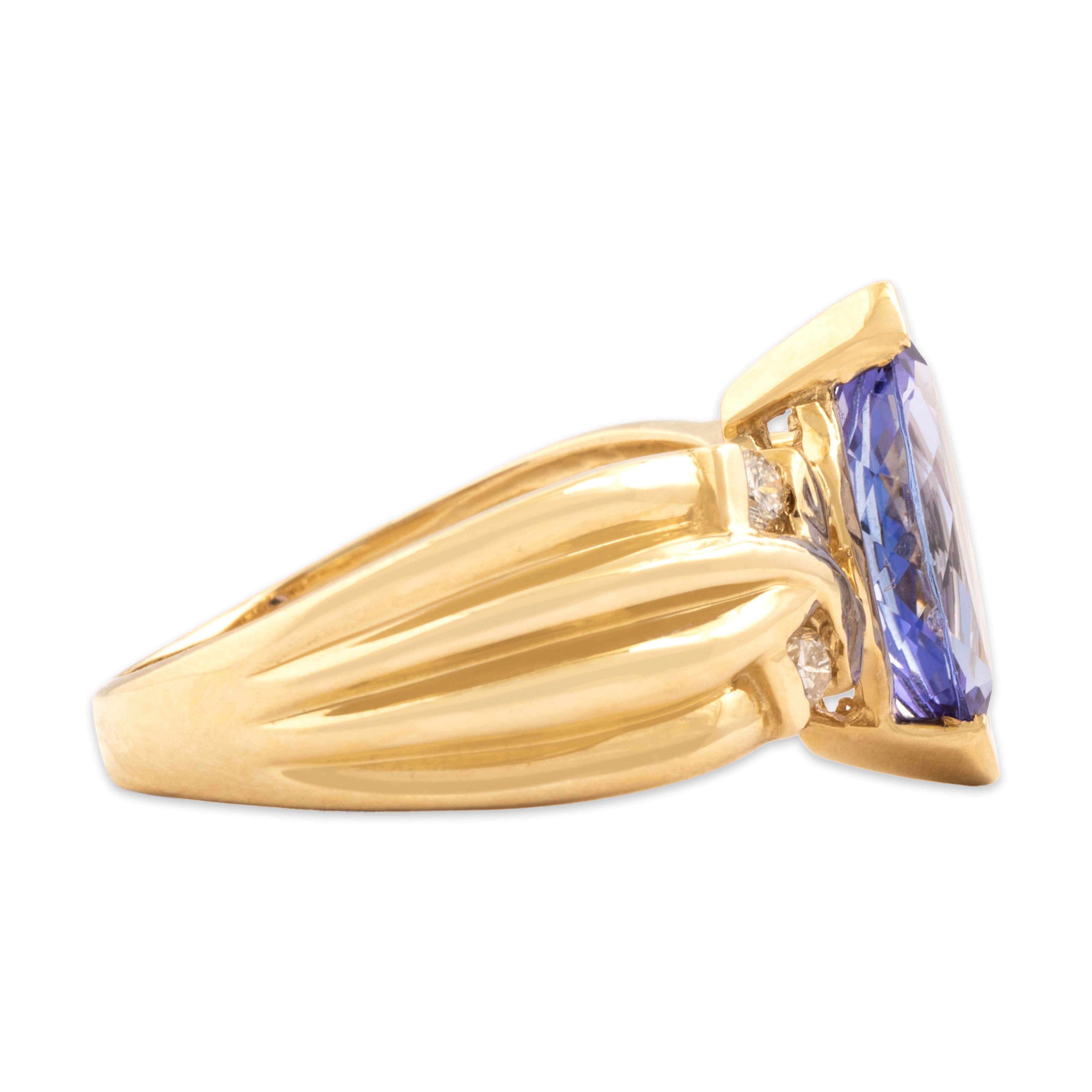 Vintage 14k Yellow Gold 1.38ct Tanzanite Diamond Dynamic Curves Ring - Side view