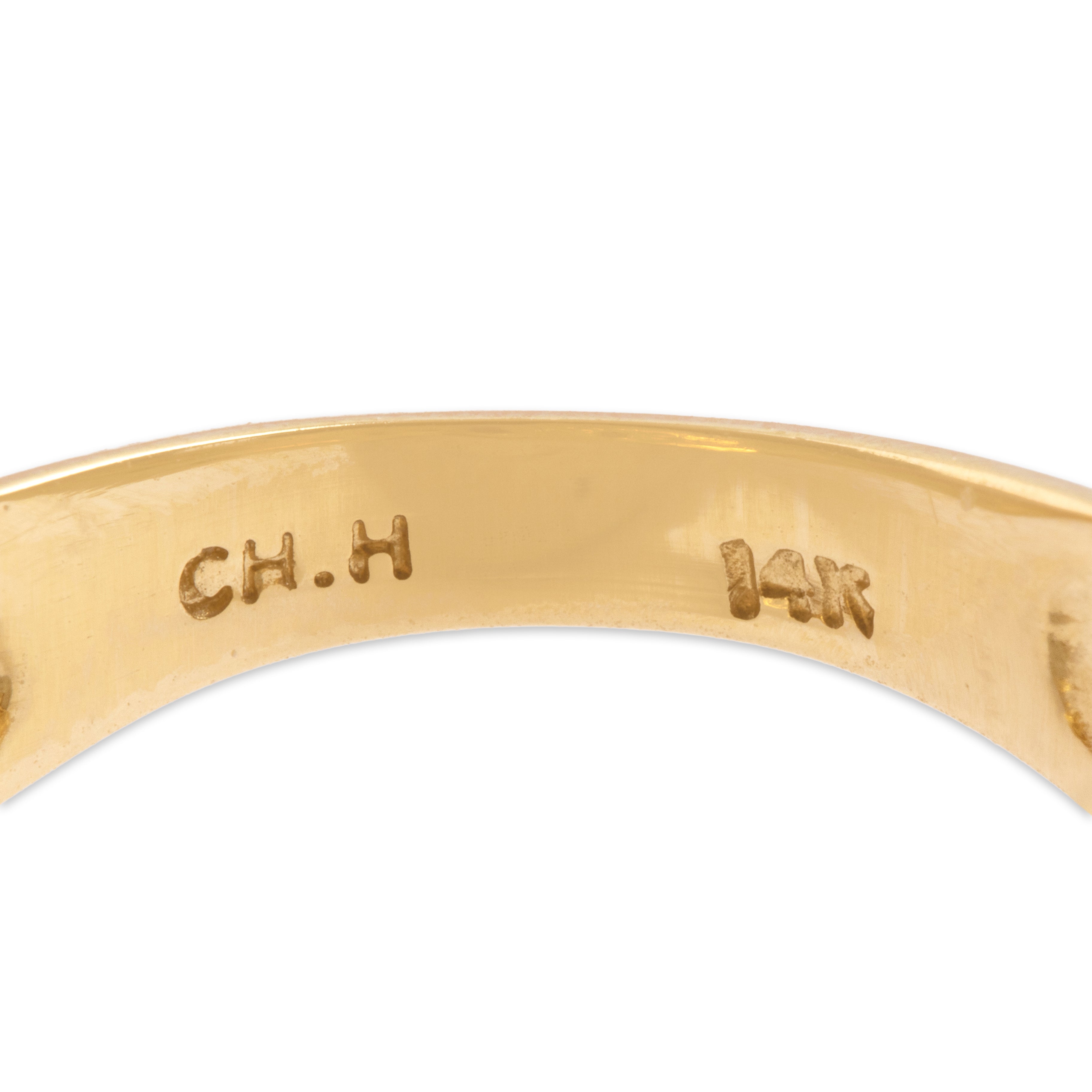 Vintage 14k Yellow Gold 1.38ct Tanzanite Diamond Dynamic Curves Ring - Hallmark view