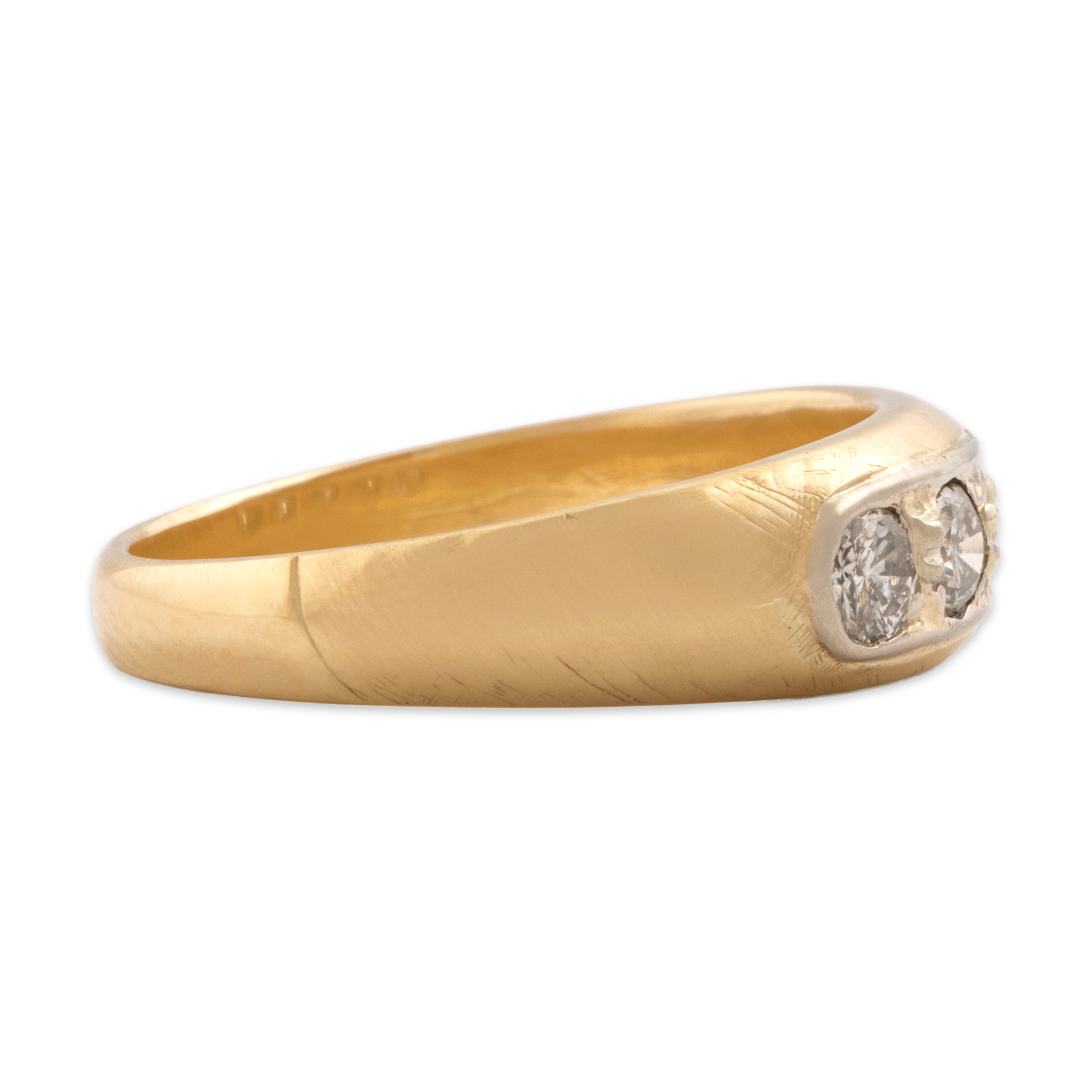 Vintage 14k Yellow Gold .7cttw Diamond Chunky Domed Brushed Finish Band Ring - Side view