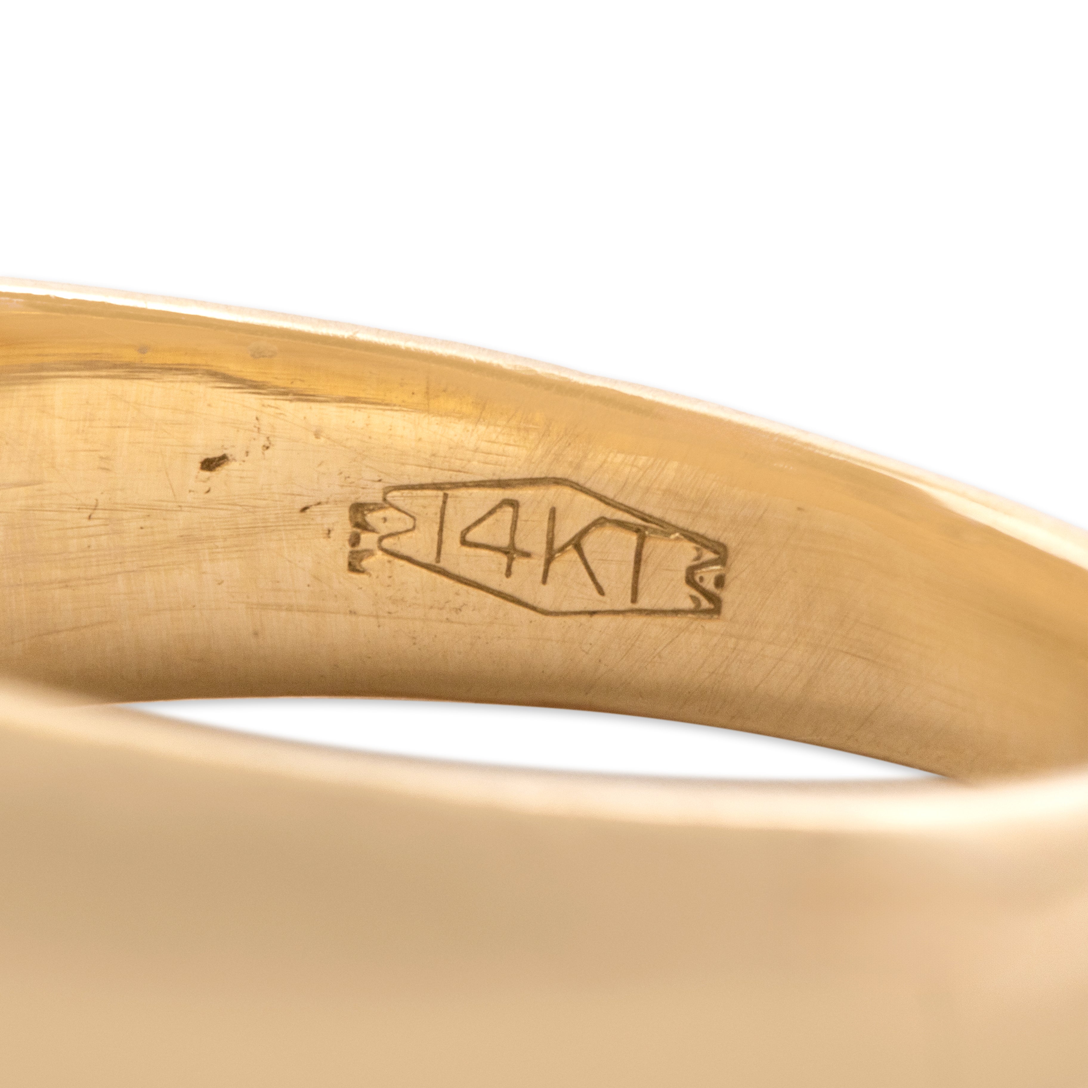 Vintage 14k Yellow Gold .7cttw Diamond Chunky Domed Brushed Finish Band Ring - Hallmark view