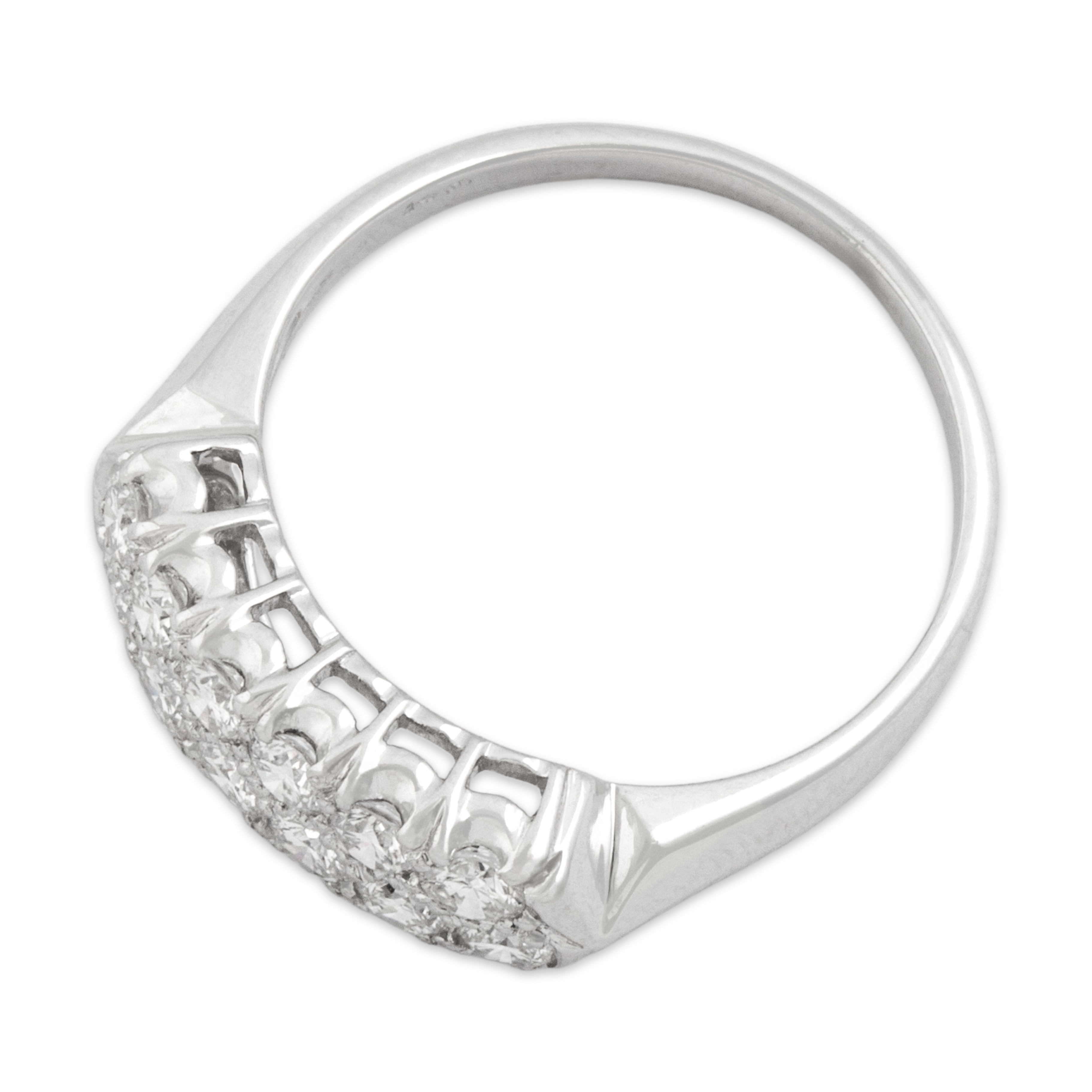 Vintage 14k White Gold Diamond Brilliant Double Row Band Ring - Overall view