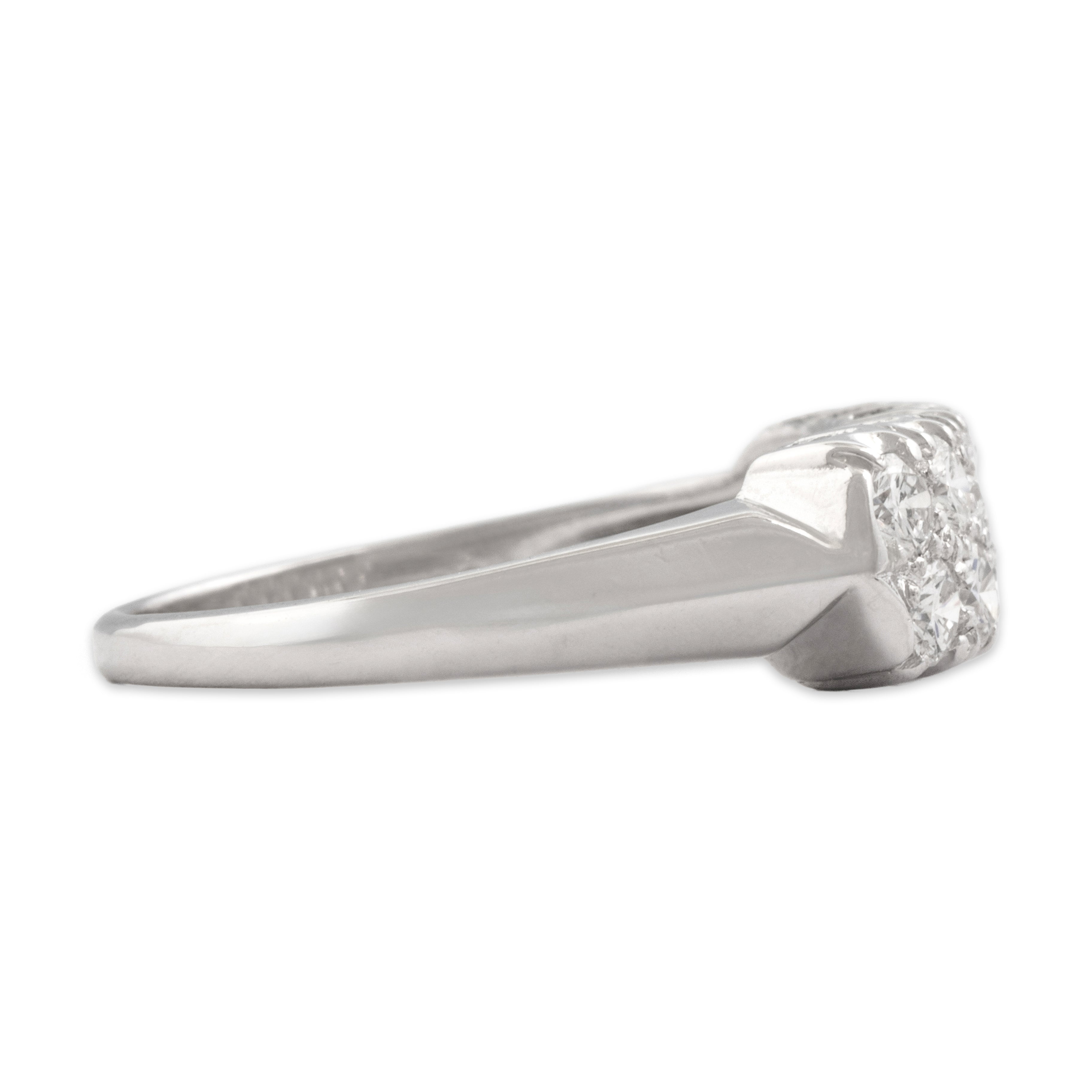 Vintage 14k White Gold Diamond Brilliant Double Row Band Ring - Side view