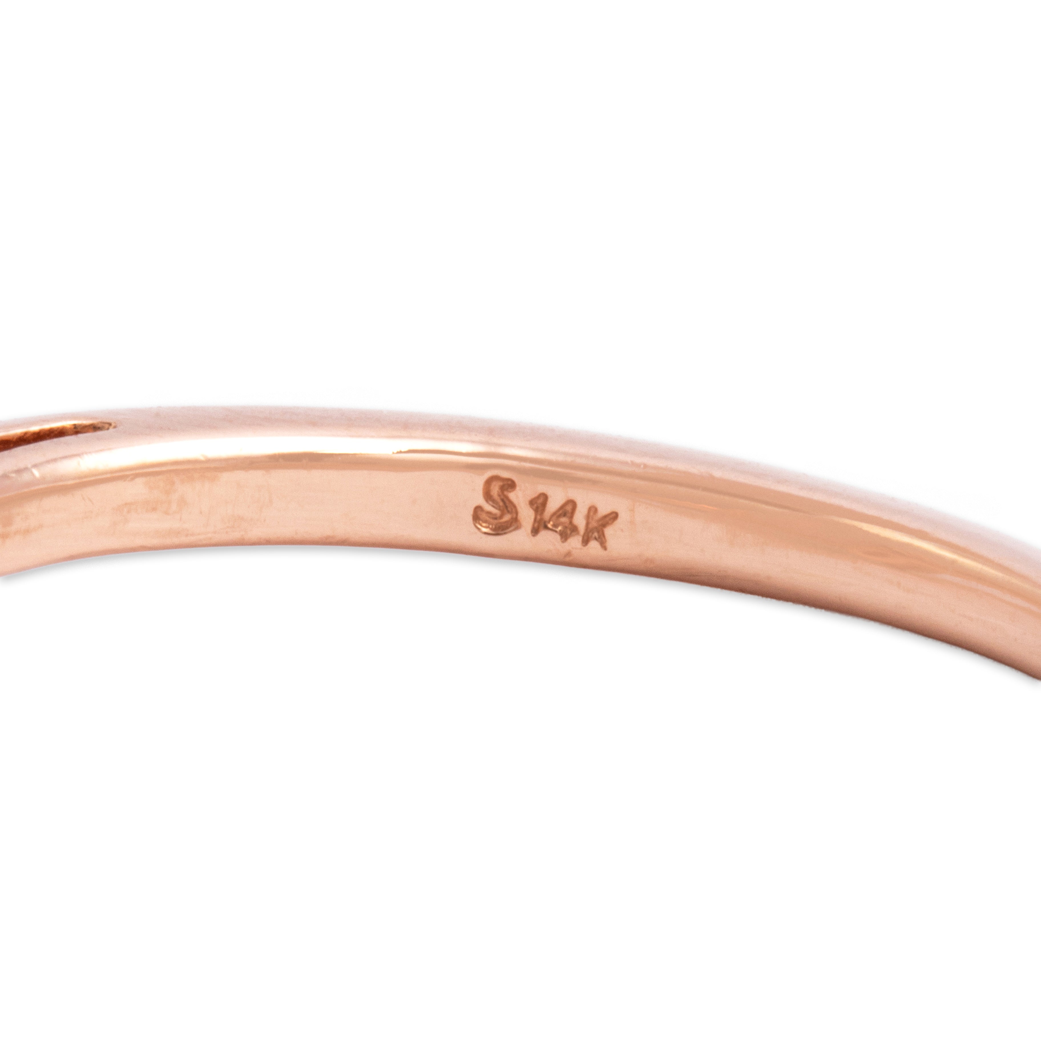 Estate 14k Rose Gold .71ct Aquamarine Diamond Whimsical Sparkling Leafy Shoulder Ring - Hallmark view
