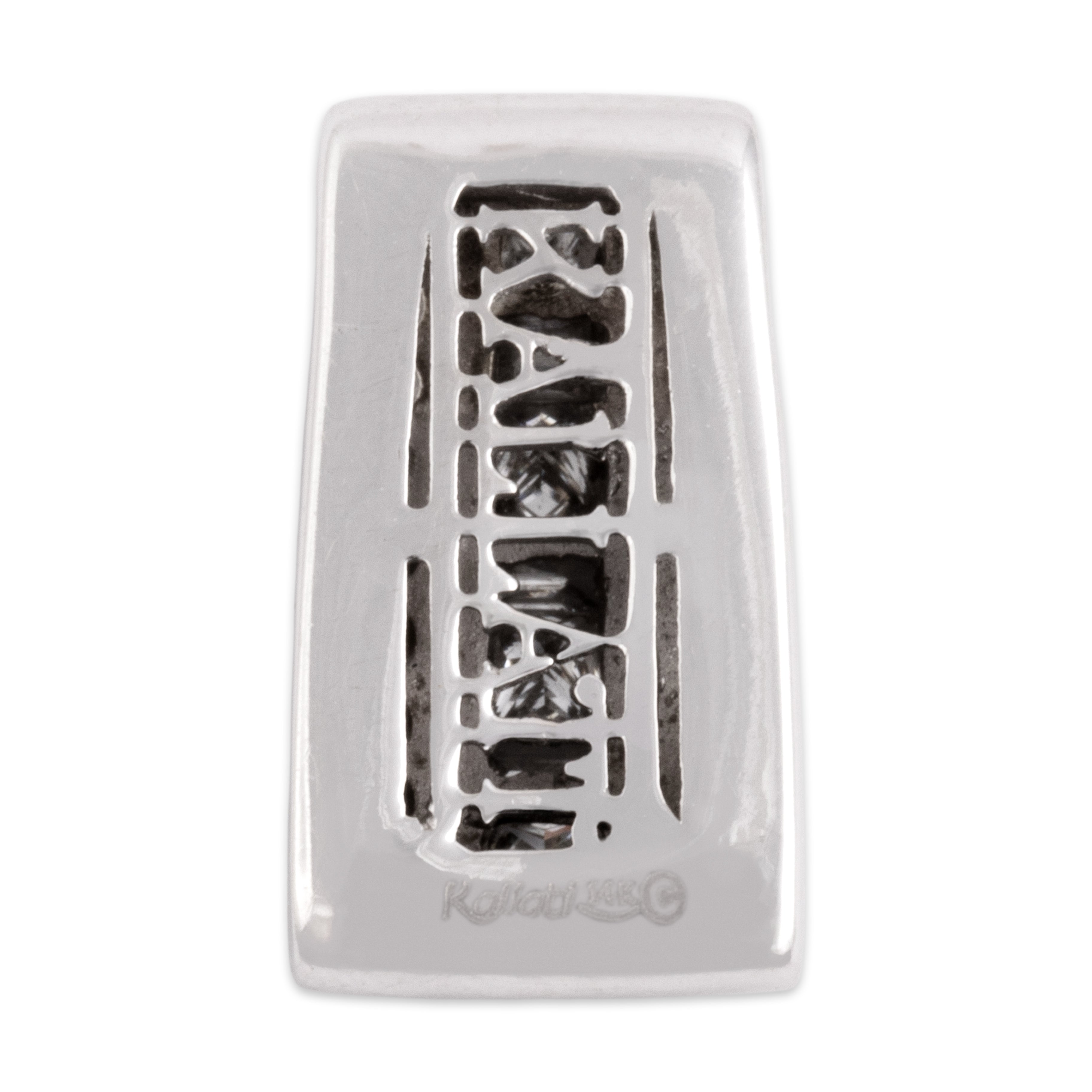 Estate 14k White Gold Diamond Sparkling Geometric Bar Slide Pendant - Back view