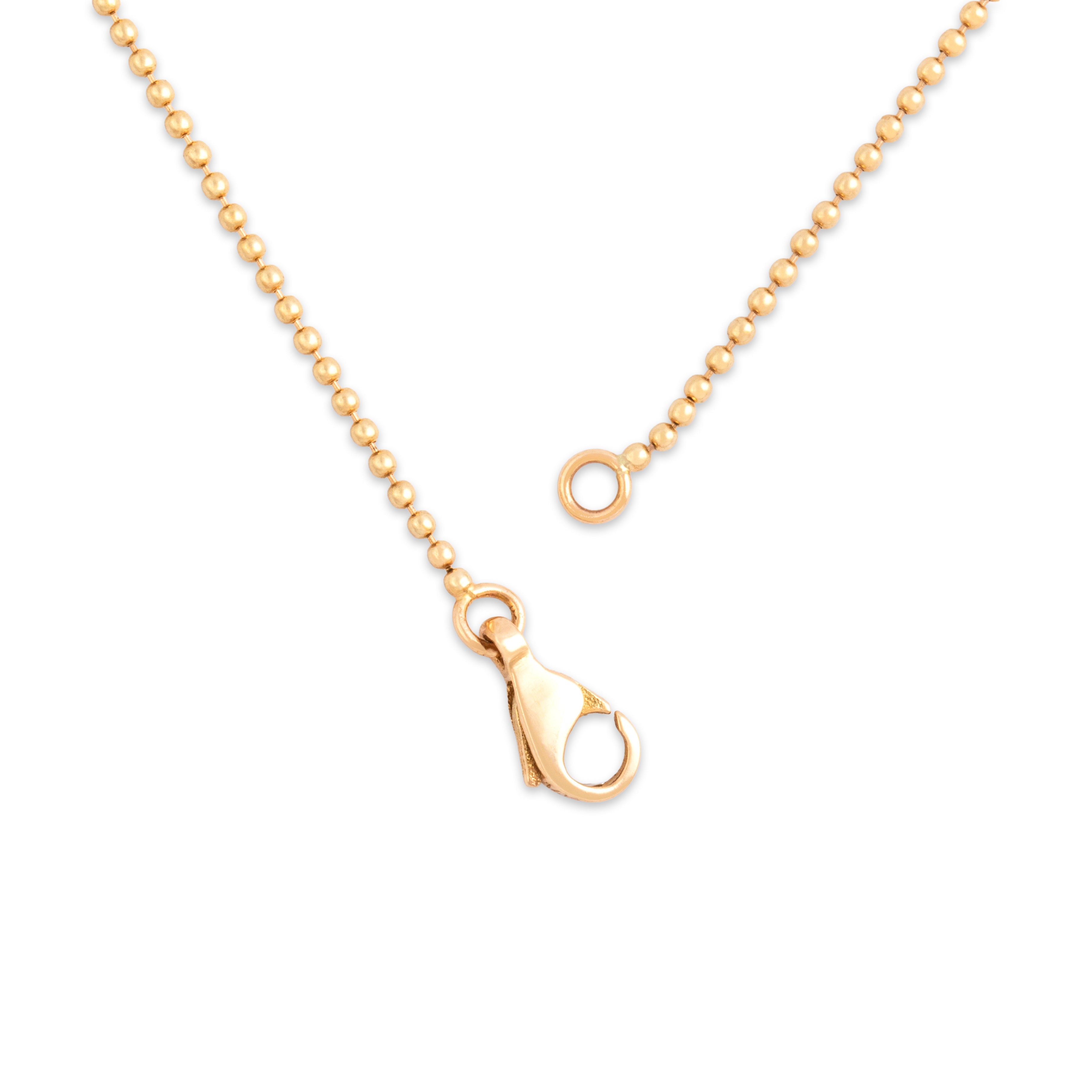 Vintage 14k Yellow & White Gold Diamond Sliding Heart Trio Ball Chain Necklace - clasp view