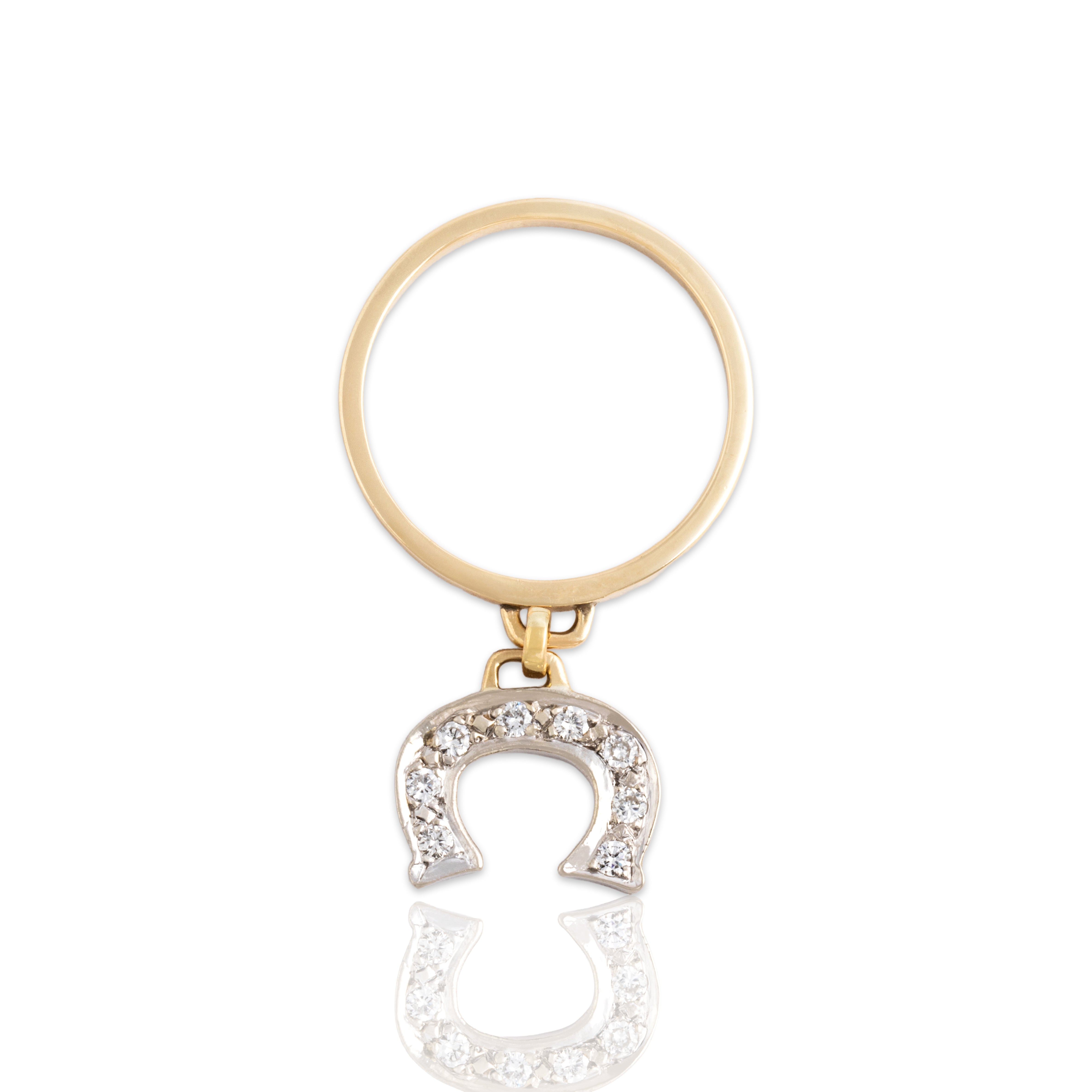 Vintage 14k Yellow & White Gold Diamond Playful Sparkling Initial 