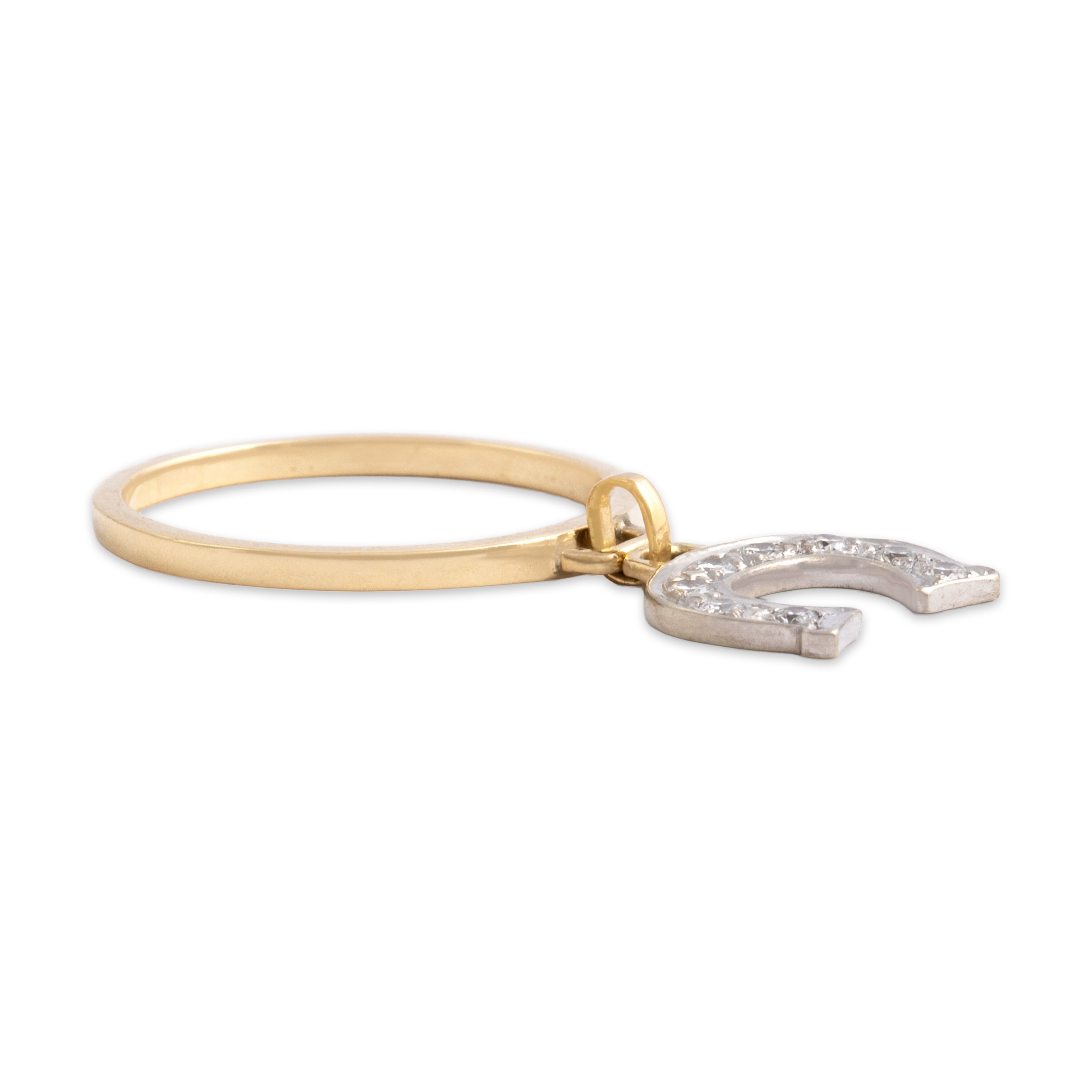 Vintage 14k Yellow & White Gold Diamond Playful Sparkling Initial 